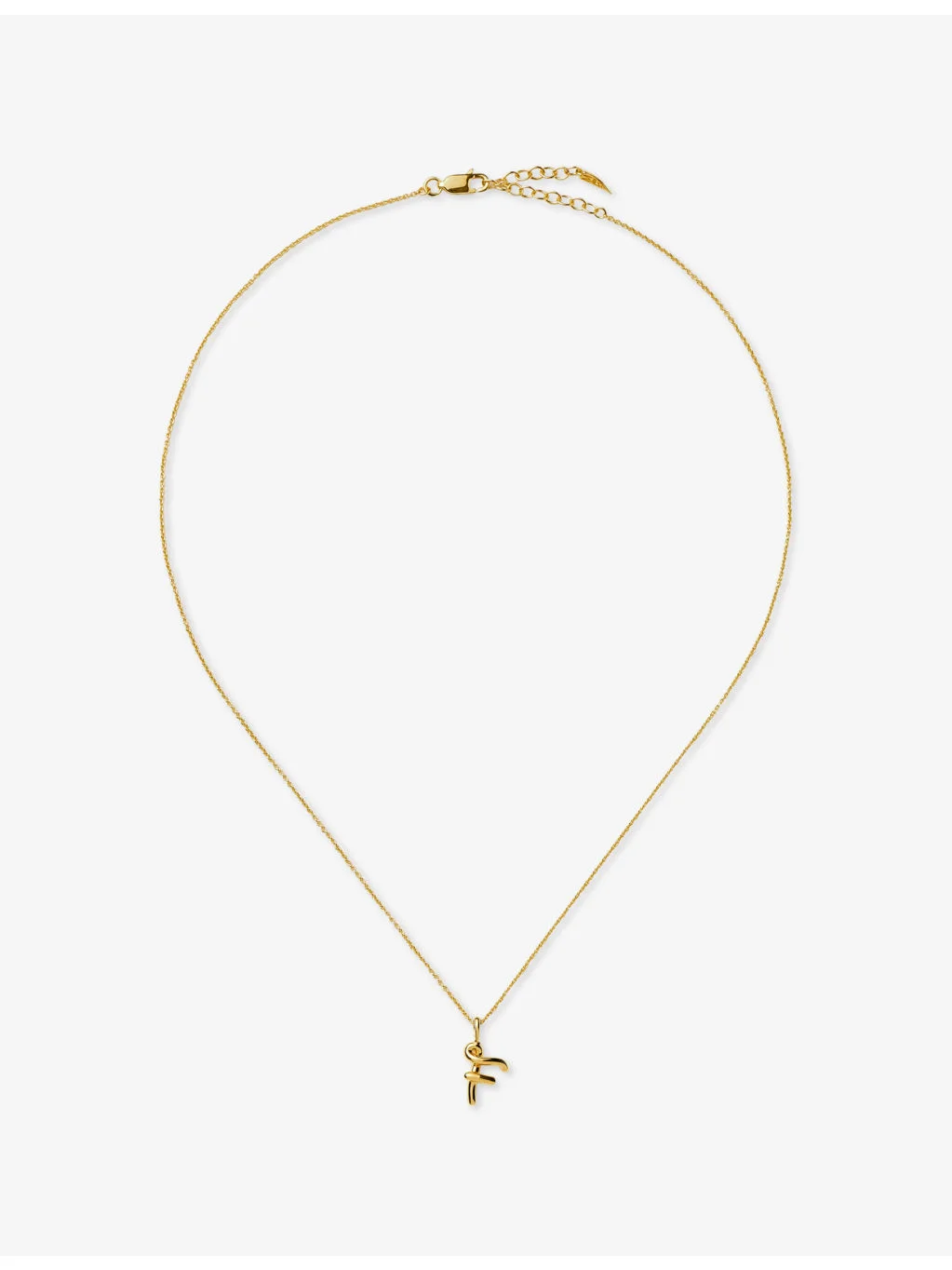 Curly Molten Mini Initial F 18ct Gold Vermeil Necklace - 1