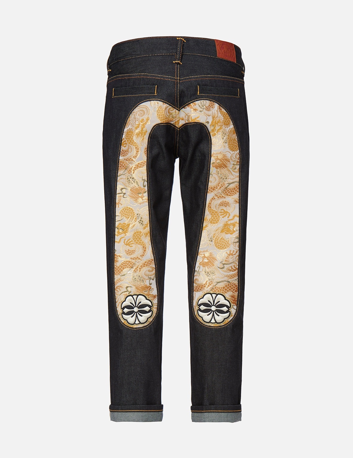DRAGON BROCADE DAICOCK INSERT BOYFRIEND JEANS - 1