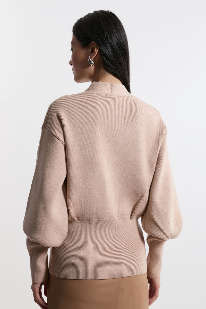 Wool Look Compact Stitch Wrap Knit Top 5
