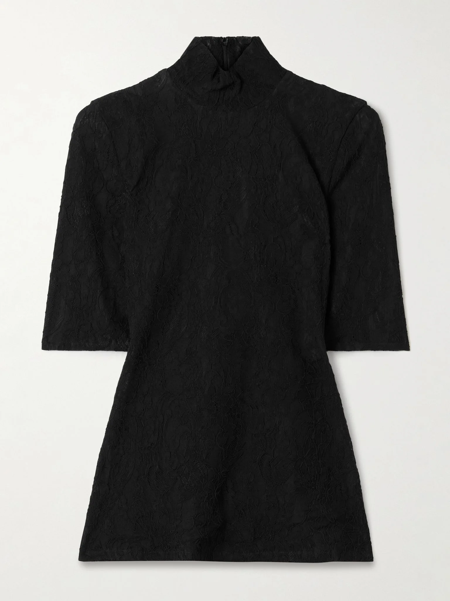 Stretch recycled corded lace top Black - 1