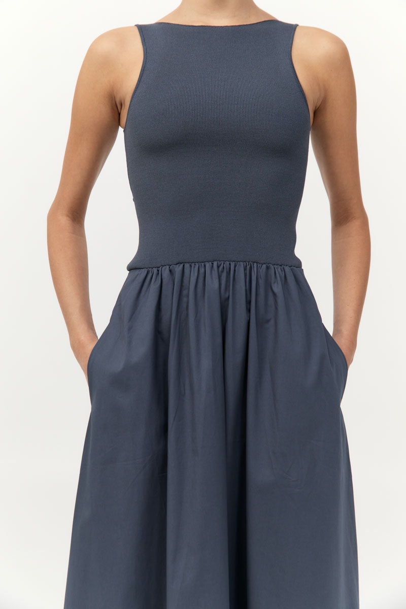 Bateau Cut Out Dress - Graphite - 3