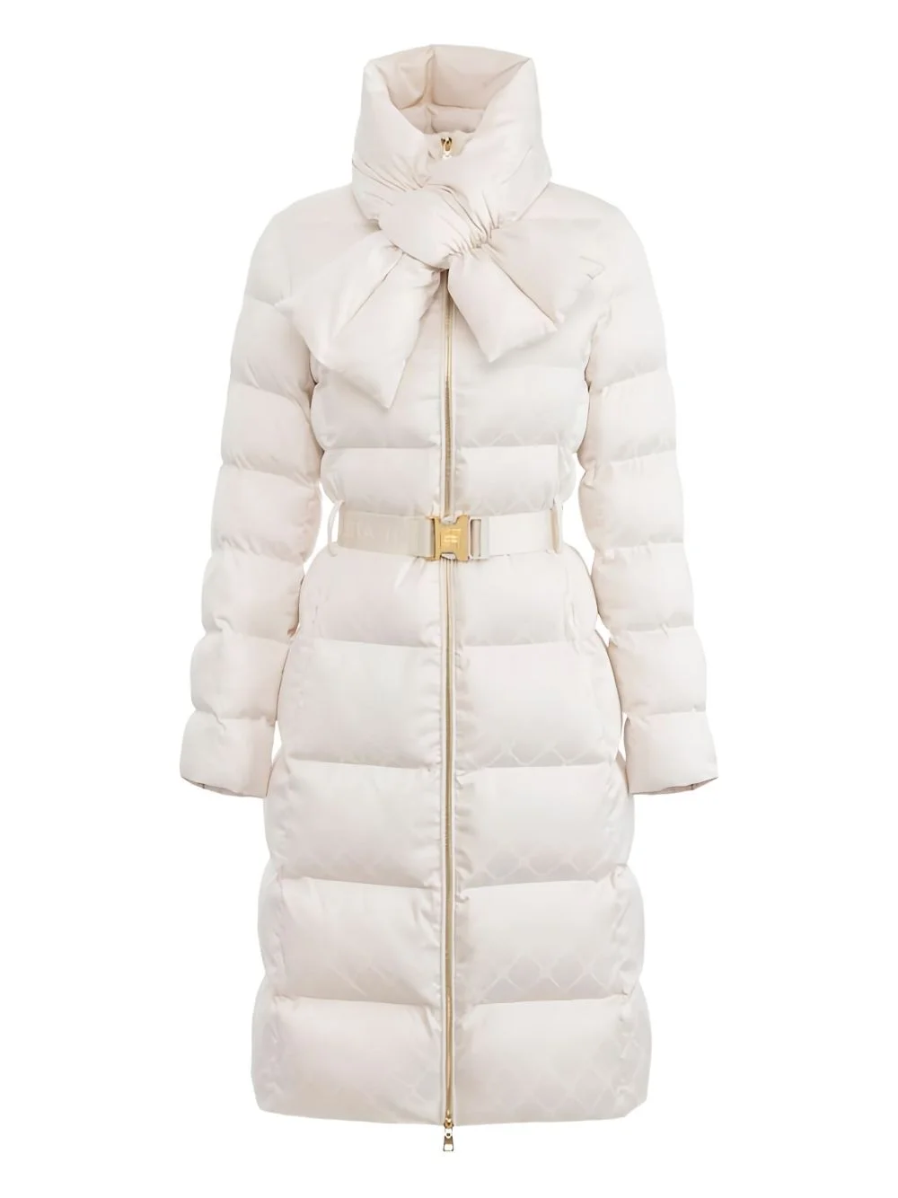 jacquard scarf-collar down coat - 1