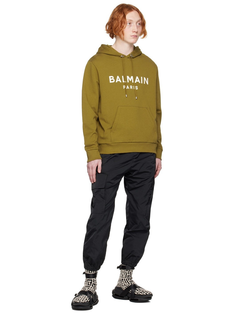 Balmain Khaki Printed Hoodie outlook