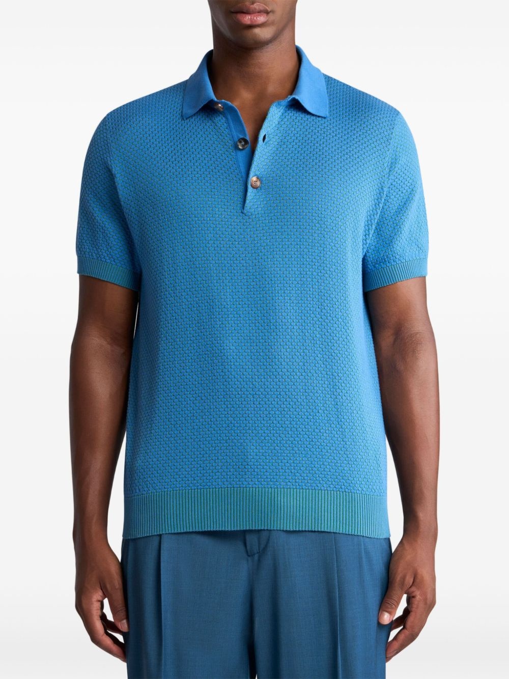micro-design knit polo shirt - 2