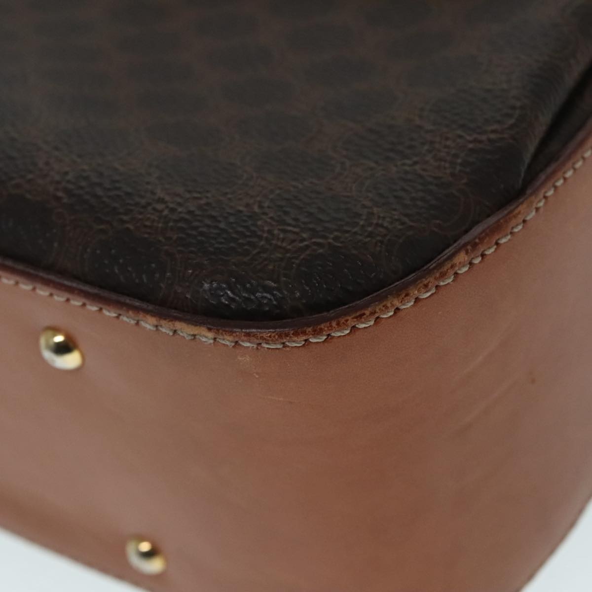 CELINE Macadam Canvas Hand Bag Pvc Leather Brown Gold - 15