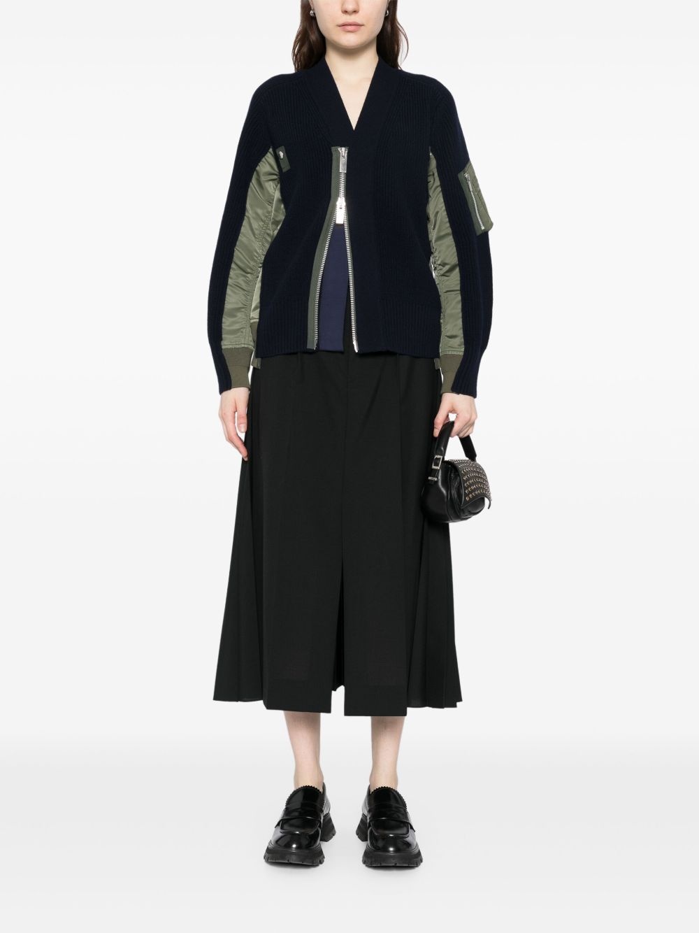 panelled cardigan - 2