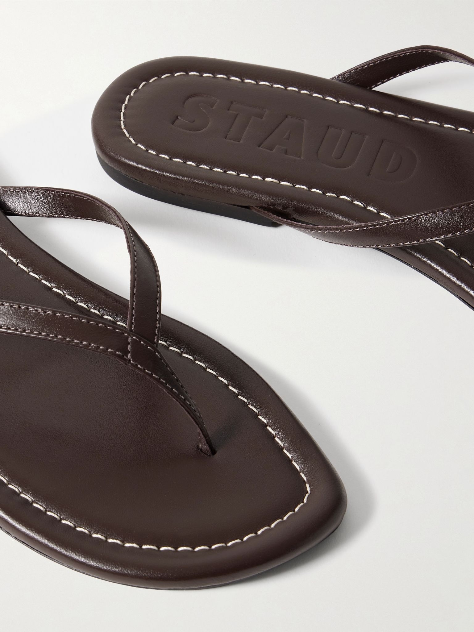 Freja leather flip flops Dark brown - 4
