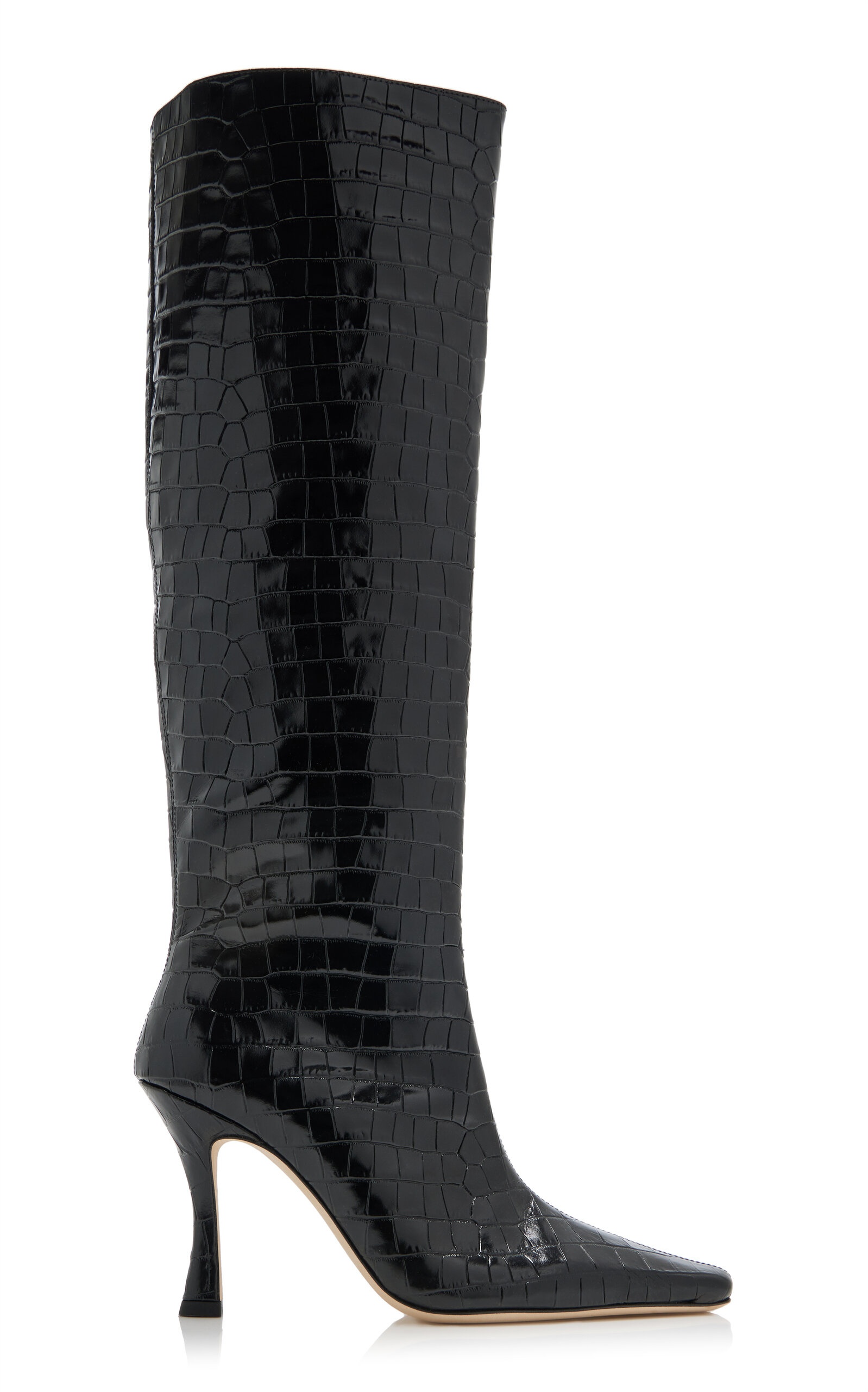 Cami Croc-Embossed Leather Knee Boots black - 1