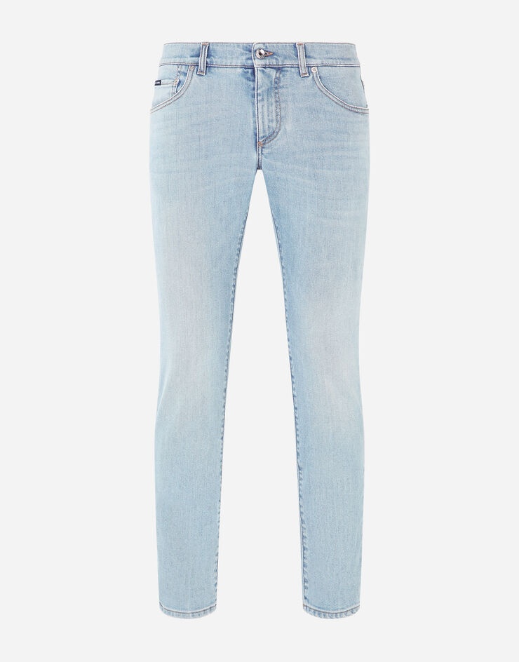 Washed light blue skinny stretch jeans - 3