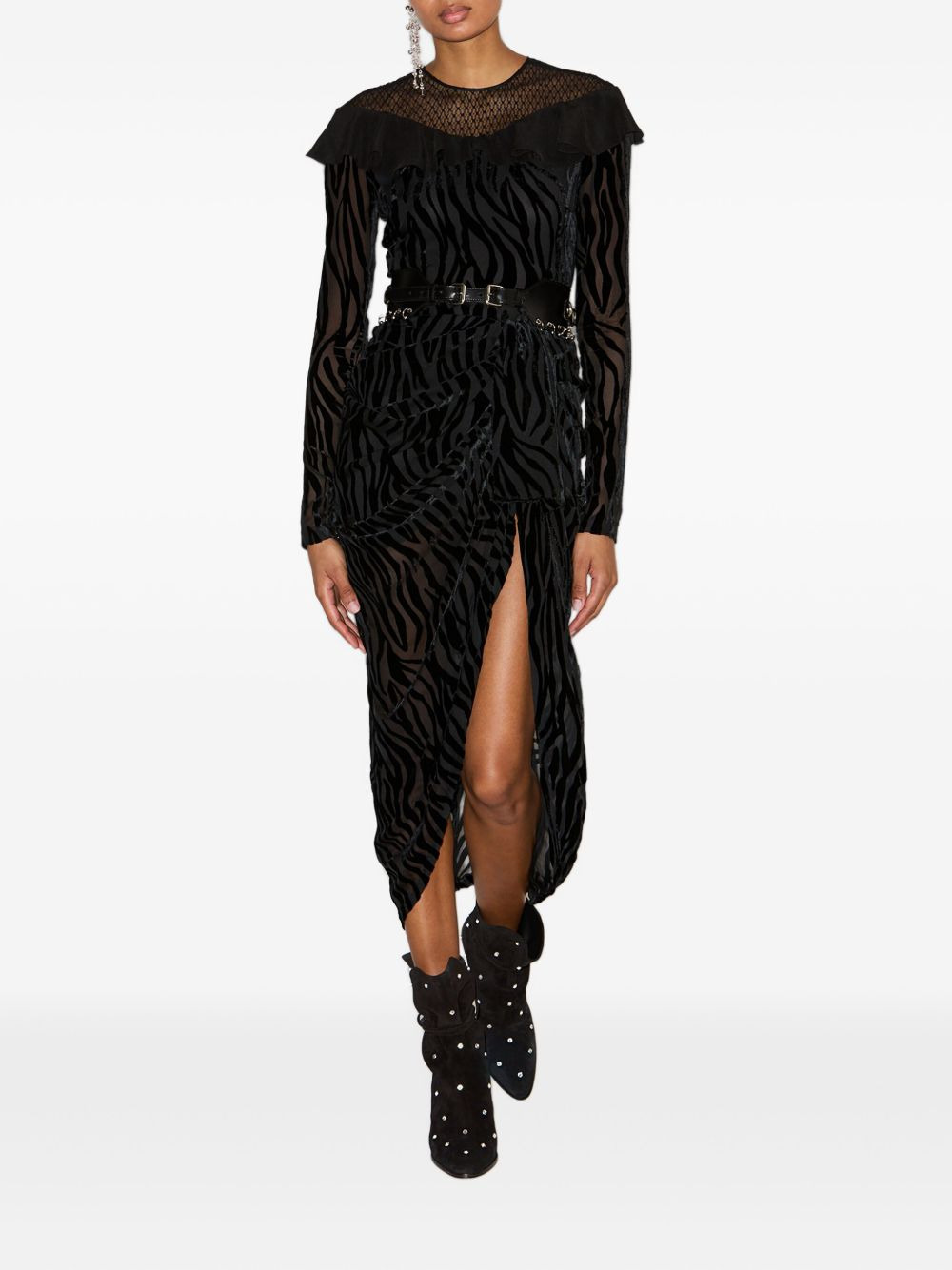 zebra-print asymmetric dress - 2