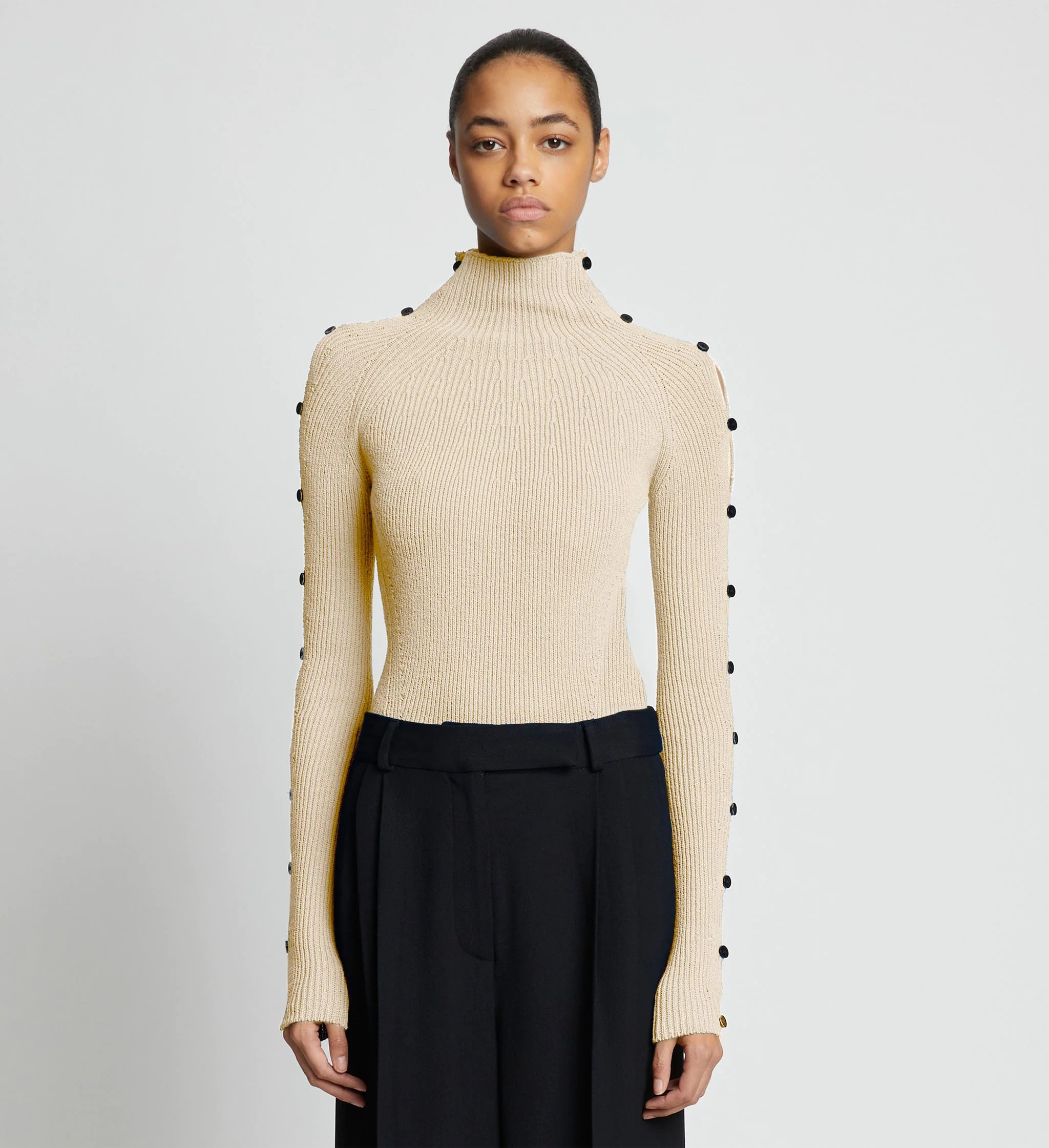 Cotton Rib Turtleneck Sweater - 2