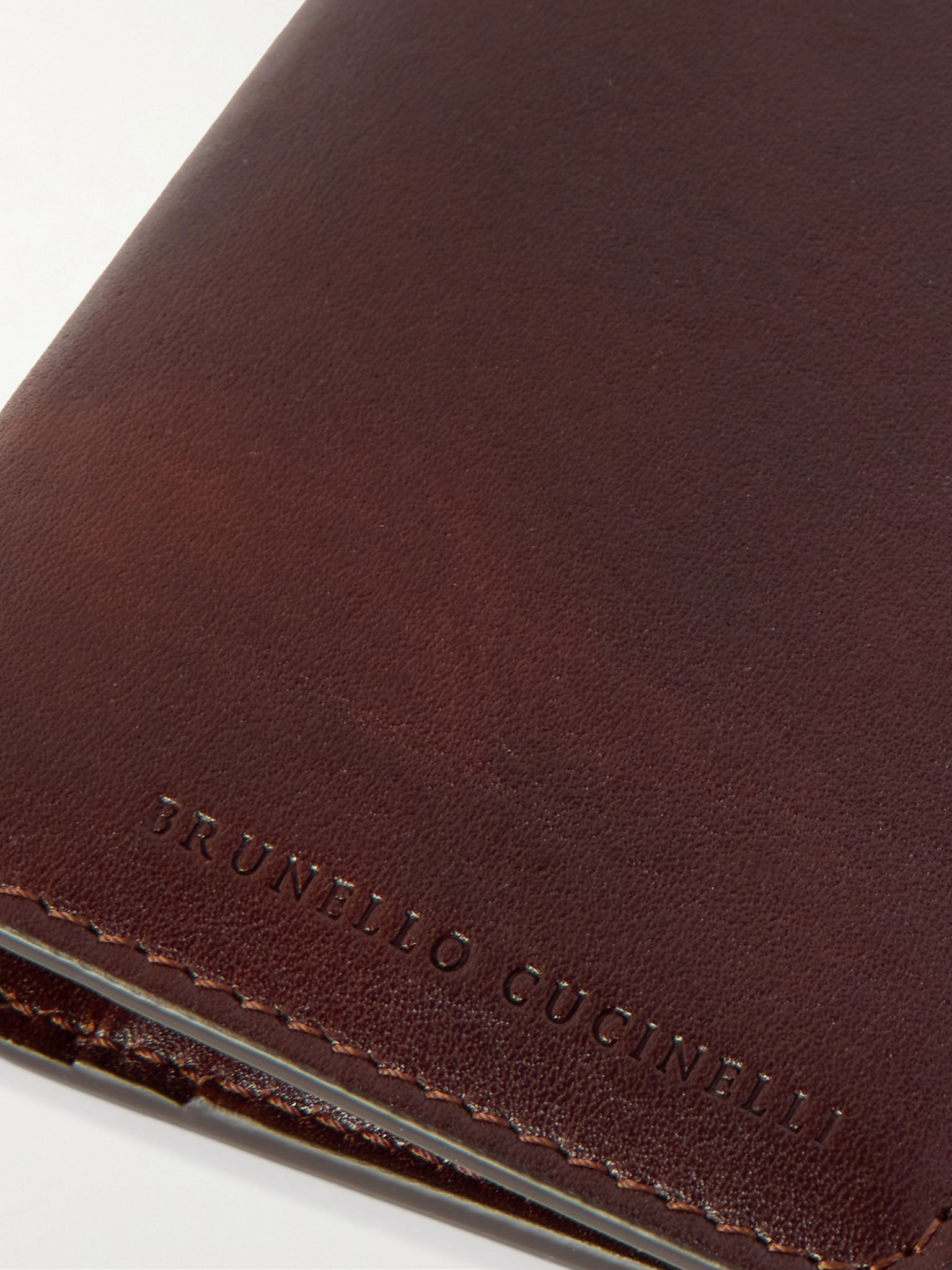 Logo-Debossed Leather Bifold Cardholder Burgundy - 3