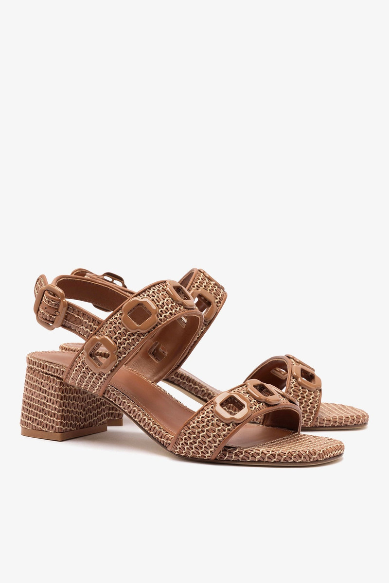 Milan Sandal In Caramel Wave Raffia 3