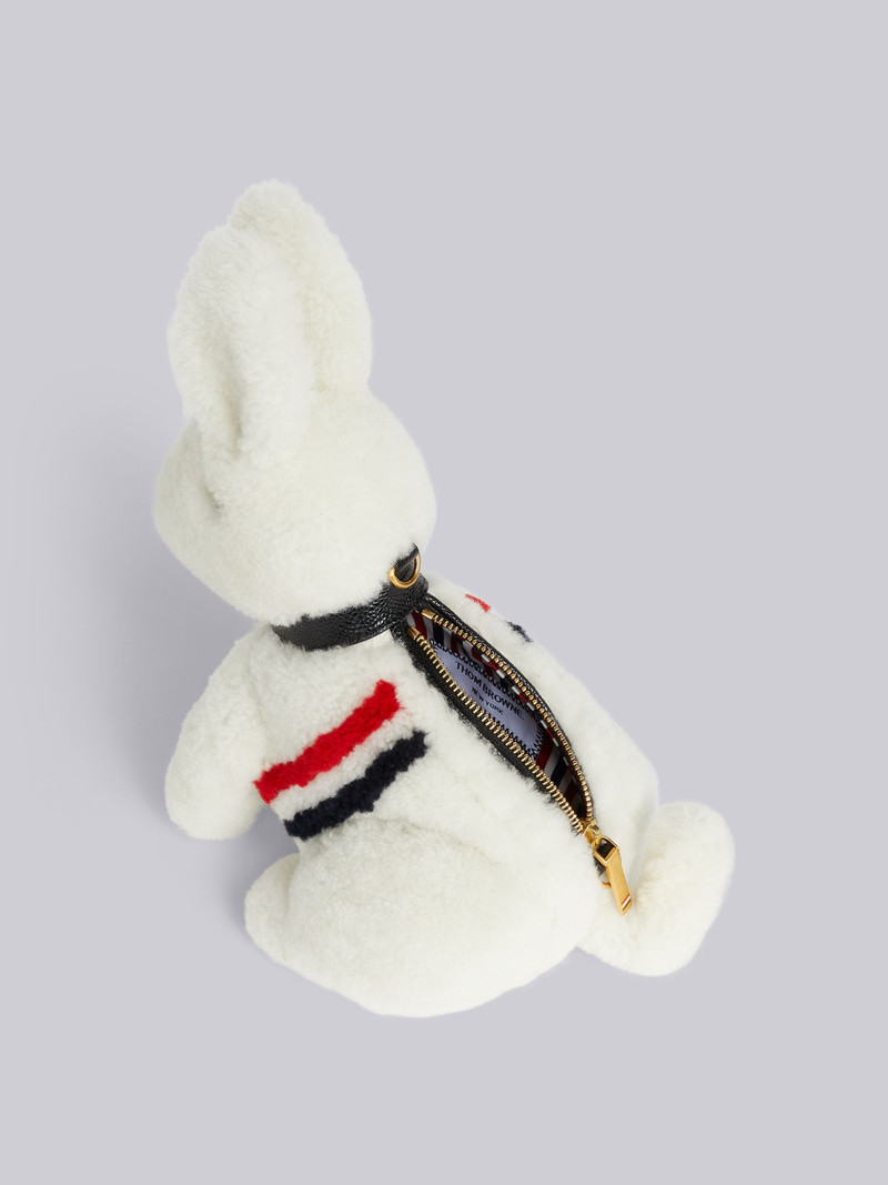 White Curly Merino Shearling Intarsia Stripe Small Rabbit Bag 5