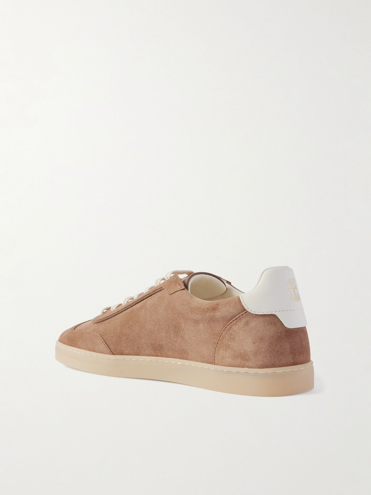 Leather-Trimmed Suede Sneakers Brown - 4