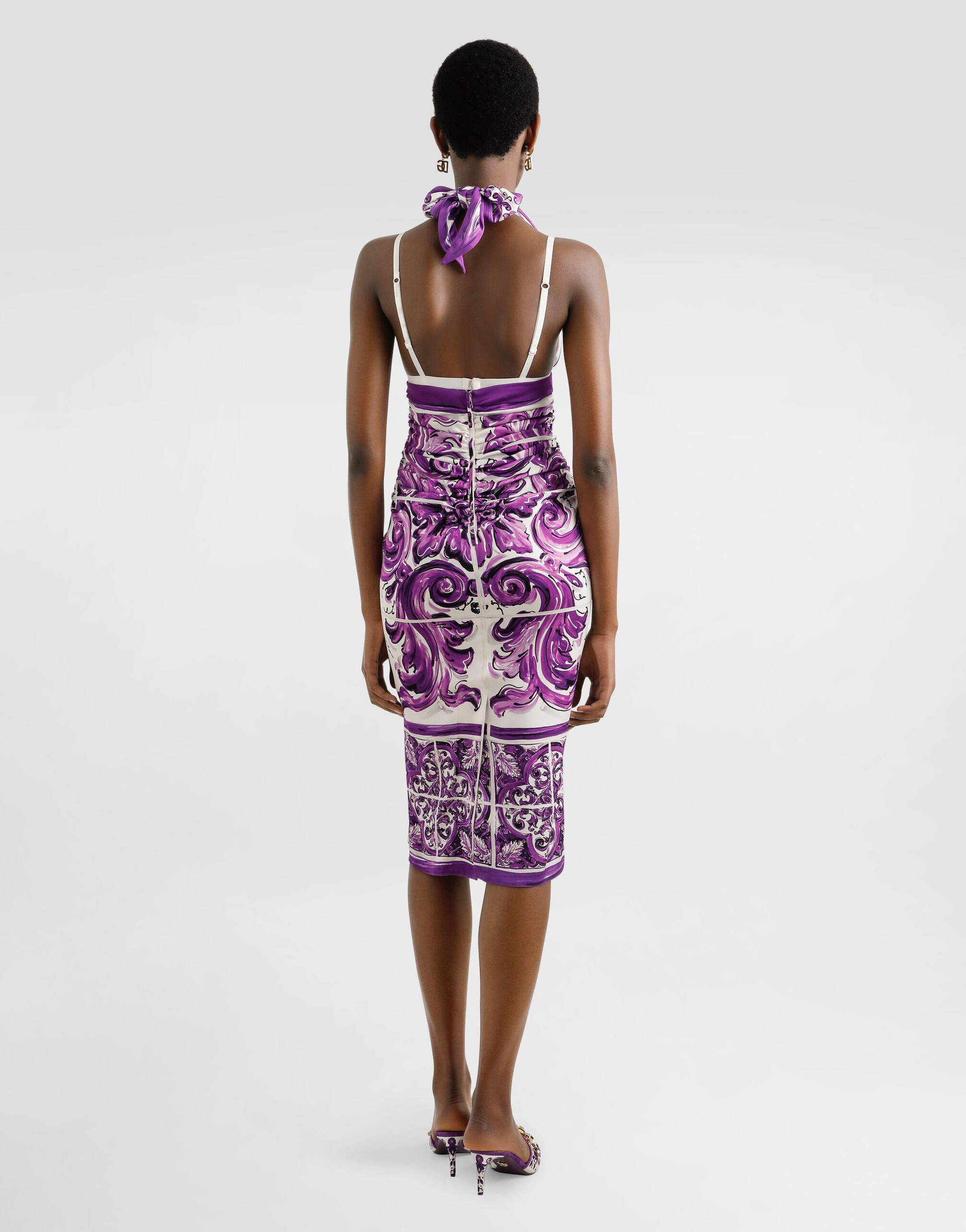 Majolica-print charmeuse dress - 3