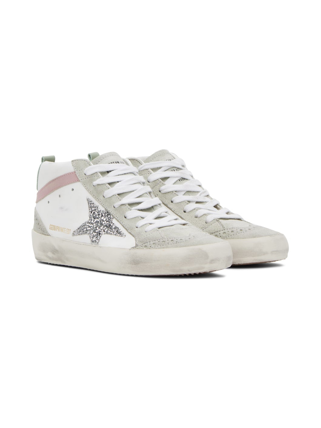 SSENSE Exclusive White & Gray Mid Star Sneakers - 4