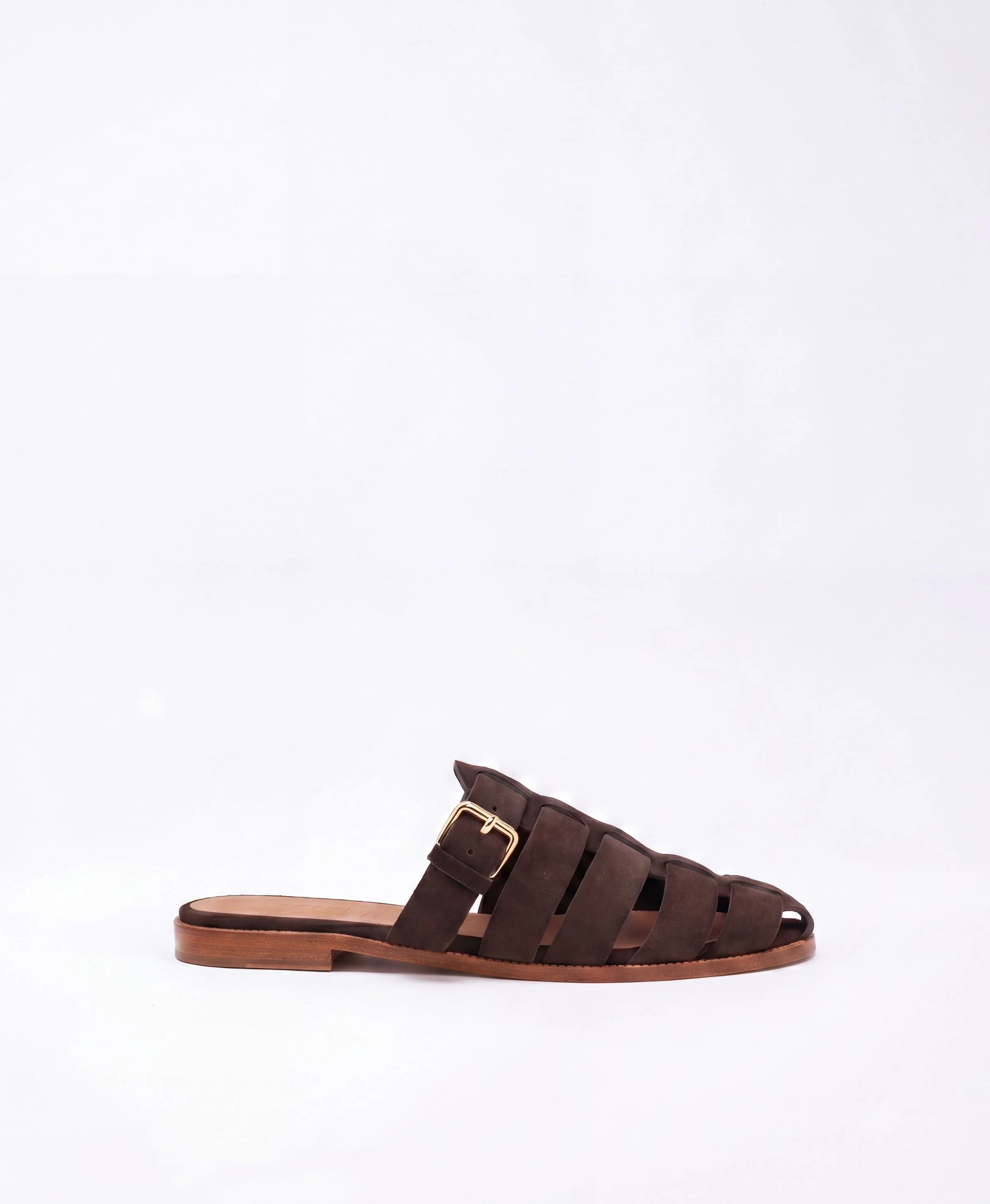 Theresa Dark Brown Suede Flat Mules - 1