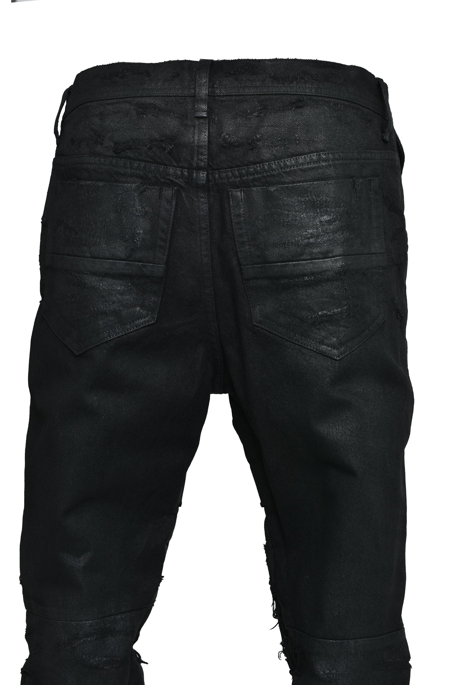 12OZ COATING DENIM PANTS / BLK WAX - 5
