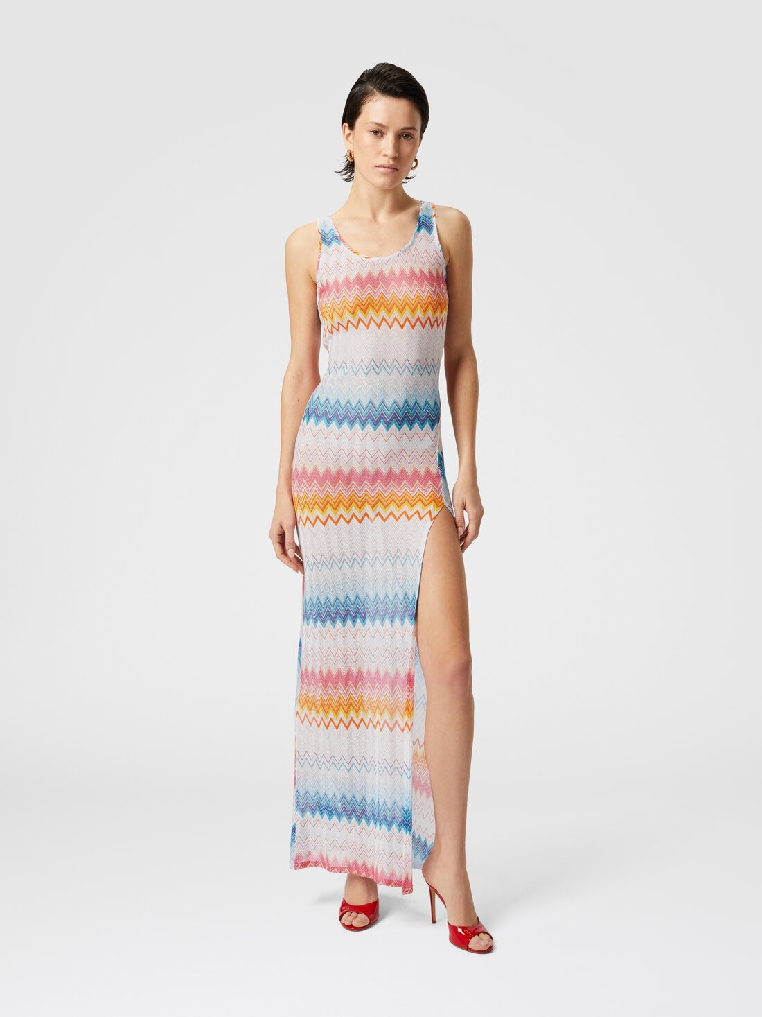Long cover-up in viscose zig zag lamé - 2