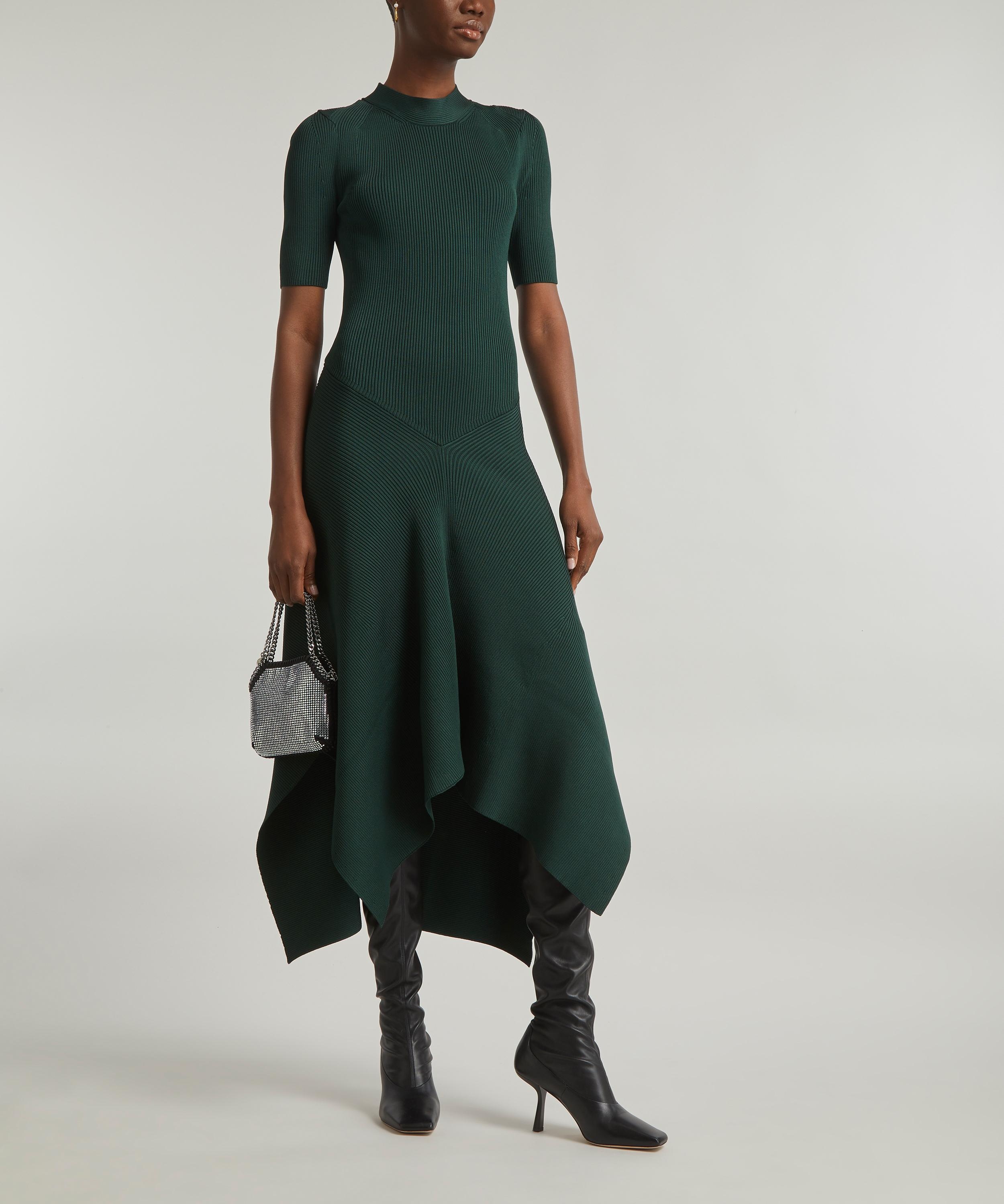 Asymmetric Compact Rib Sweater Dress - 2