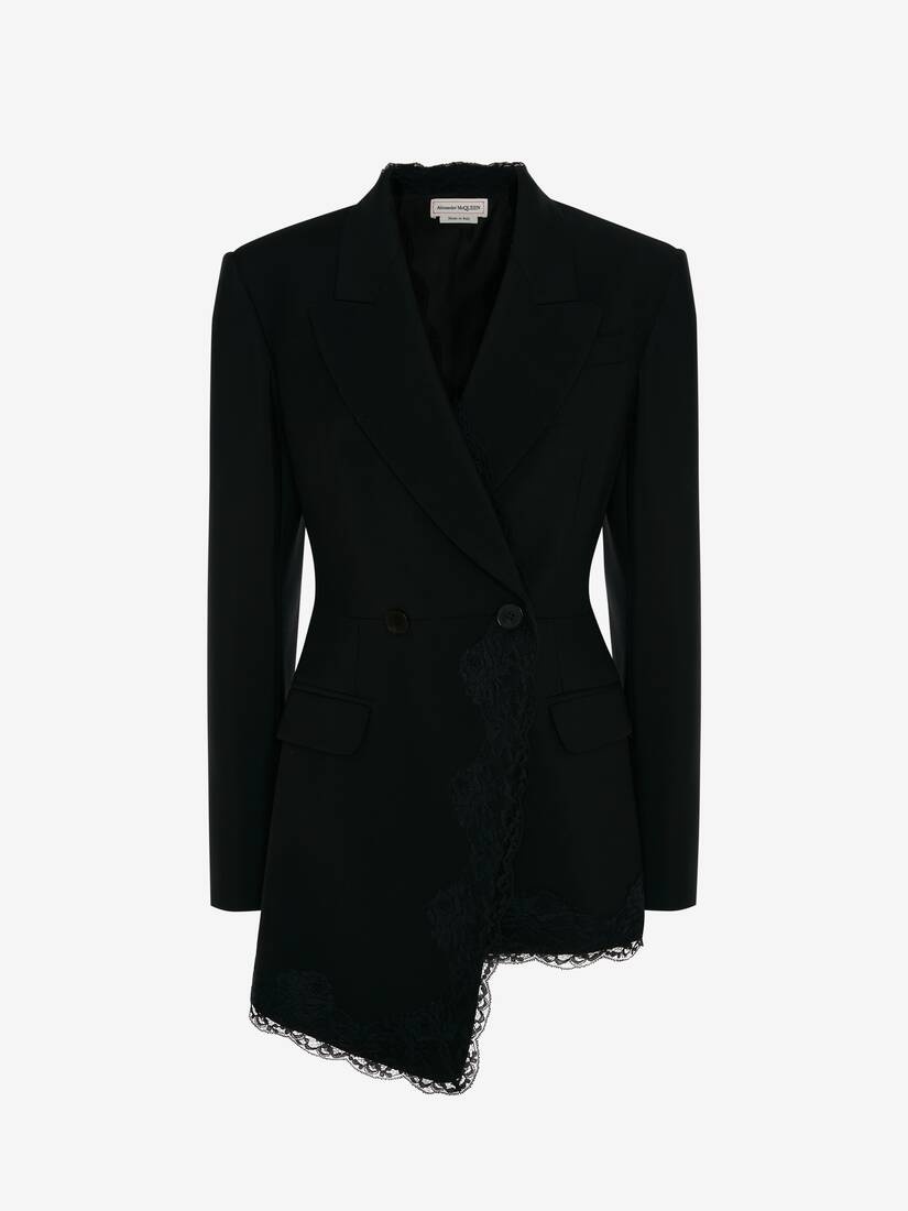 Double-breasted Wool Jacket in Black - 1