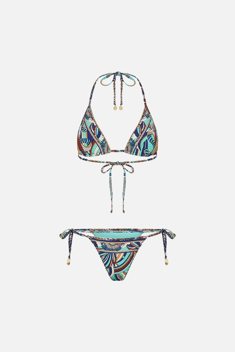 TRI BRA BIKINI WITH MULTICOLOUR STITCH DETAIL 1