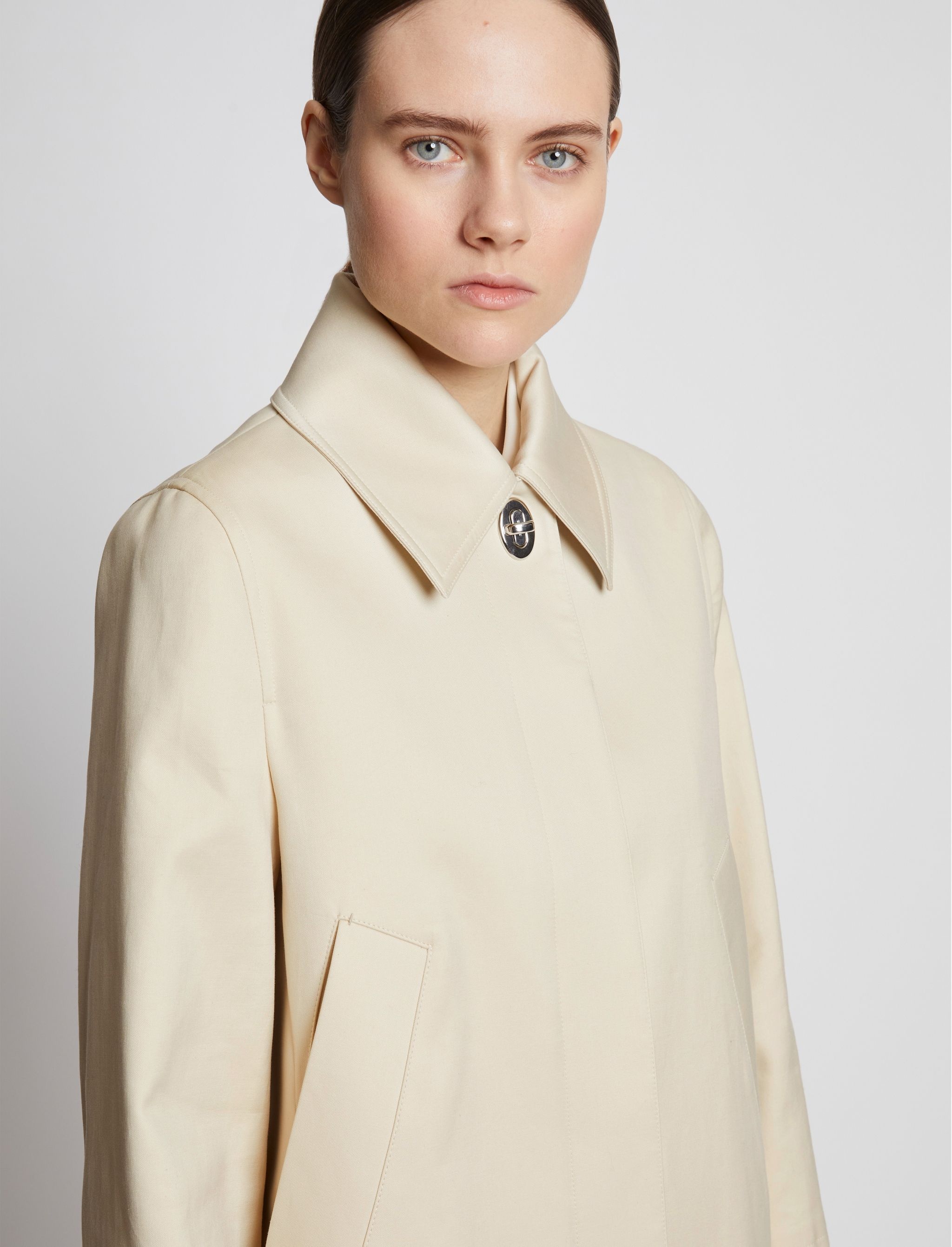 Cotton Gabardine Single Breasted Coat - 5