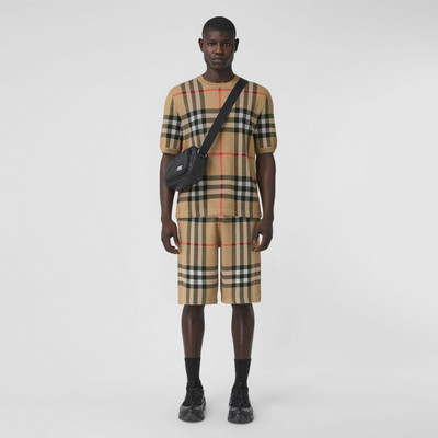 Burberry Short-sleeve Check Silk Wool Jacquard Top outlook