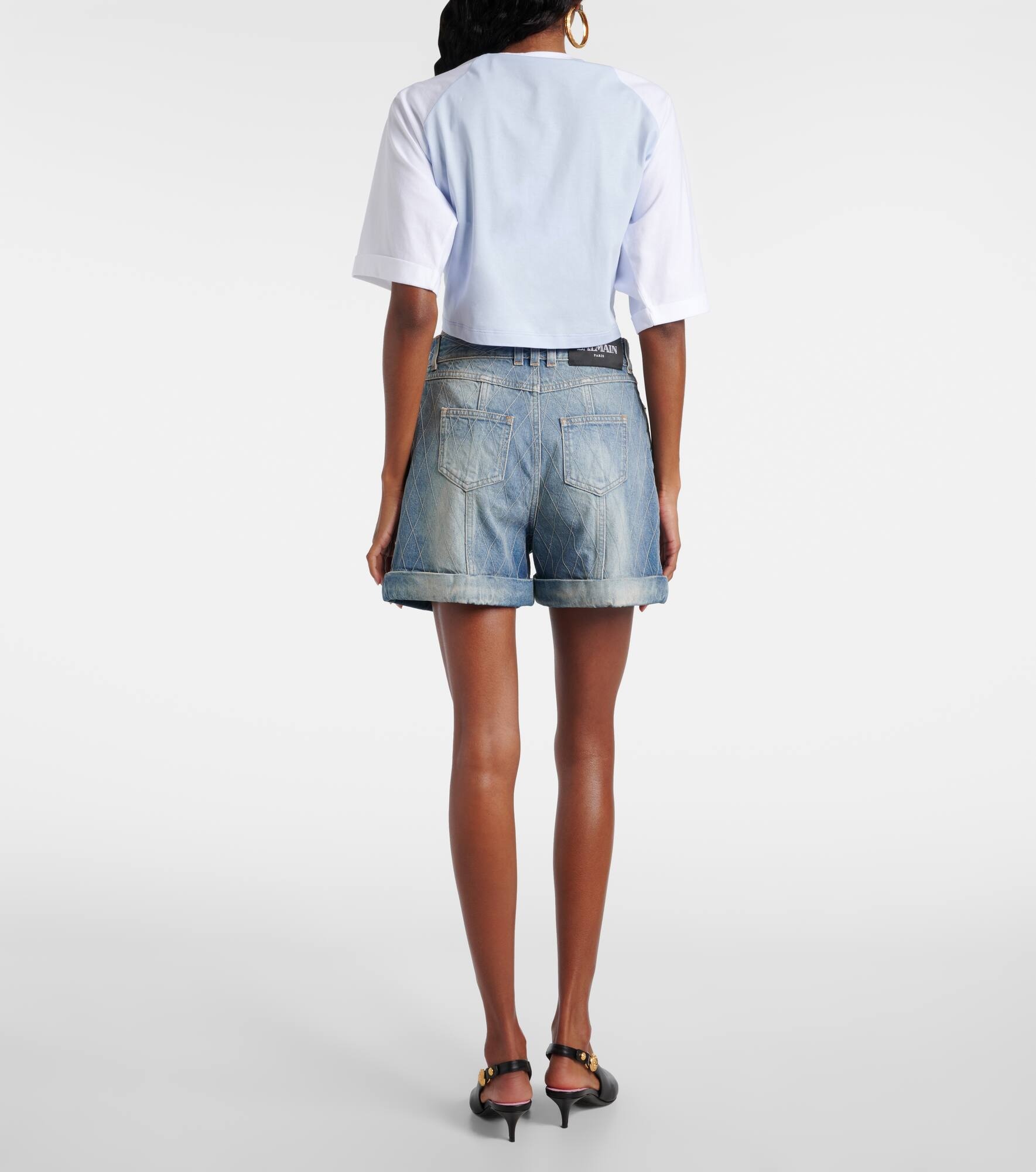 Patterned denim shorts - 3
