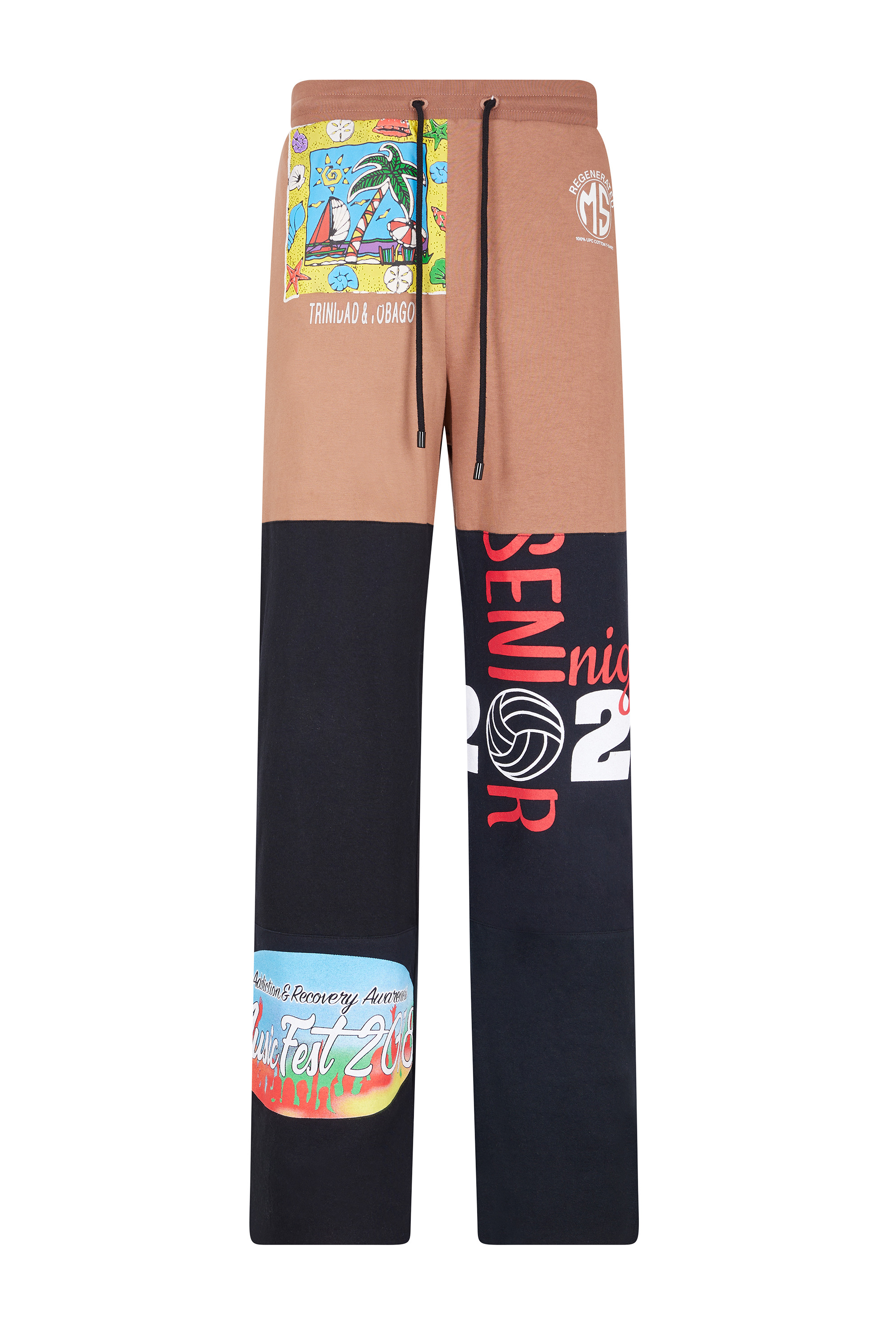 Regenerated Graphic T-shirt Patchwork Pants - 1