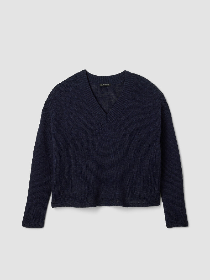 Organic Linen Cotton Slub V-Neck Top 1