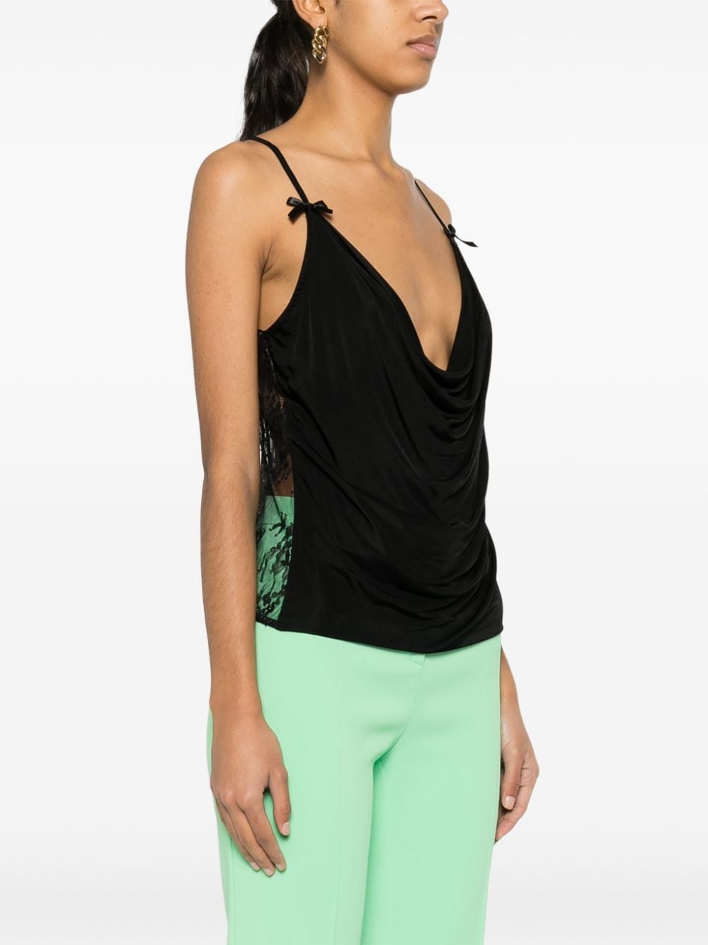 bow-detail draped top - 3