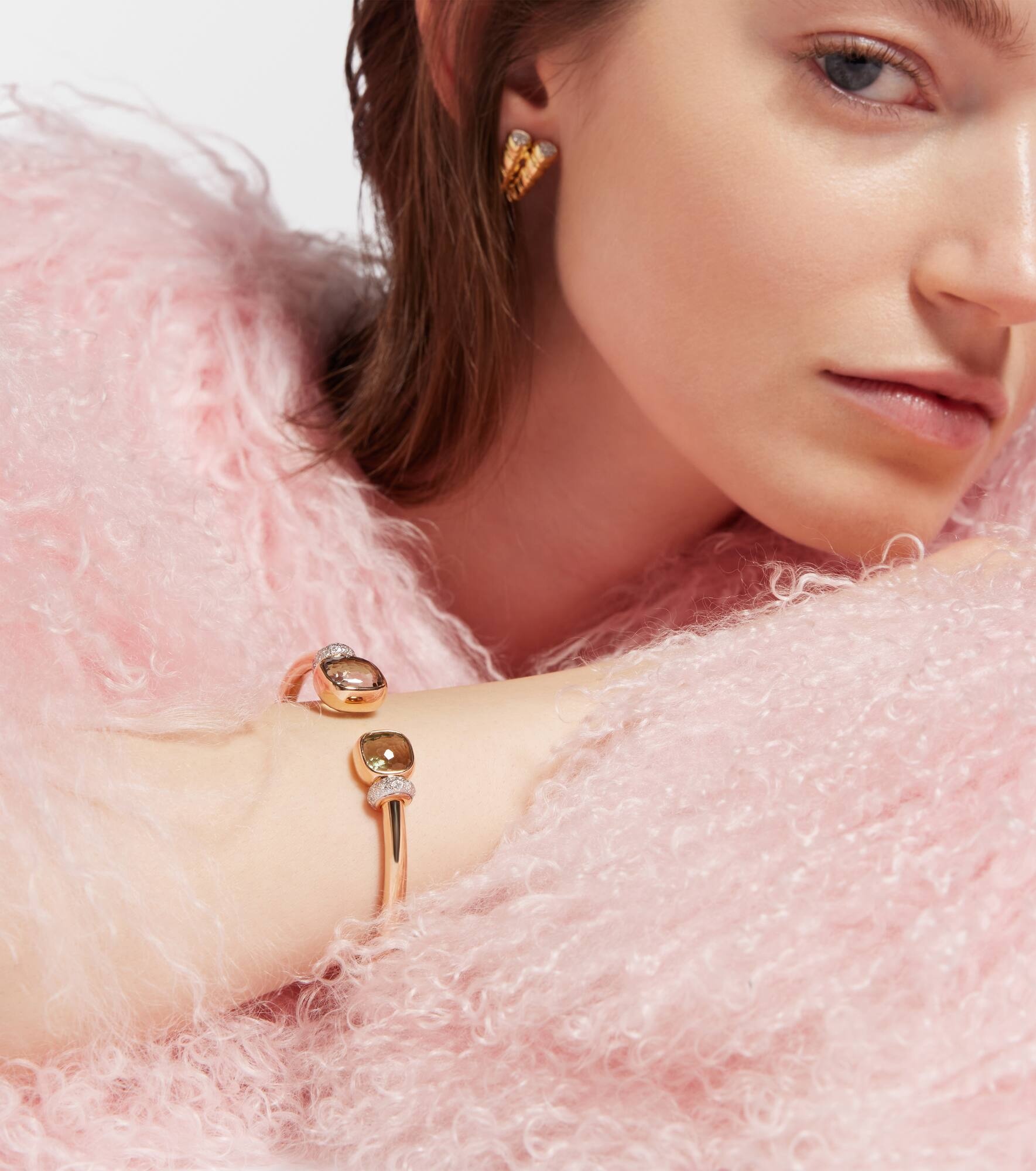 Nudo 18kt rose gold bangle with prasiolites and diamonds - 5