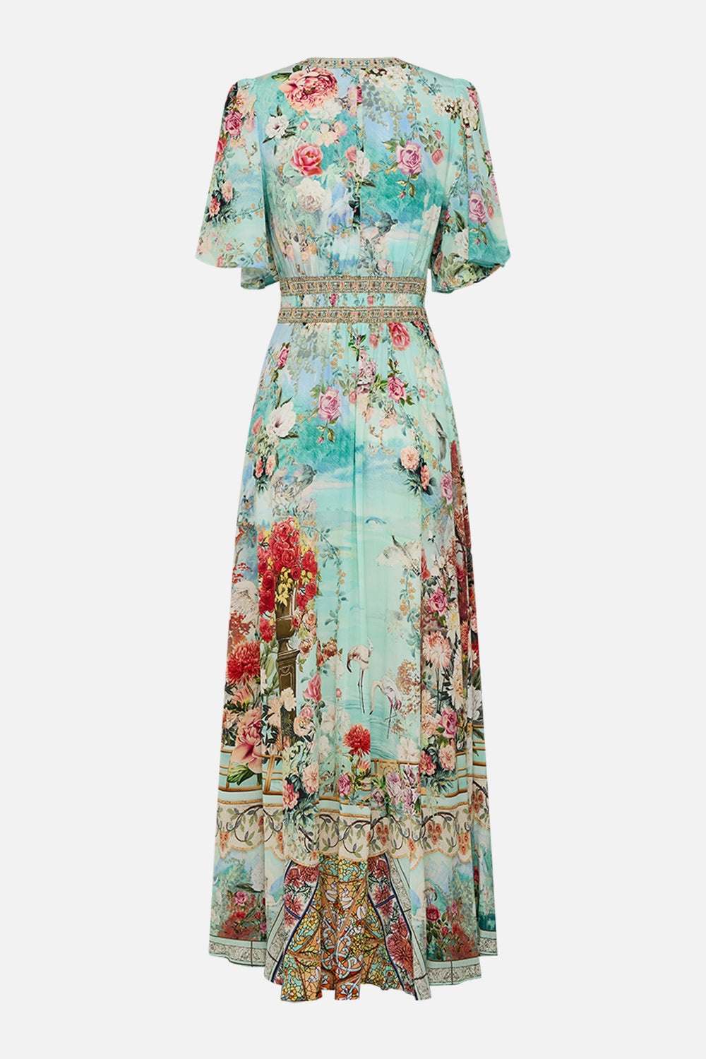 SHAPED WAISTBAND DRESS WITH FLUTTER SLEEVES - 8