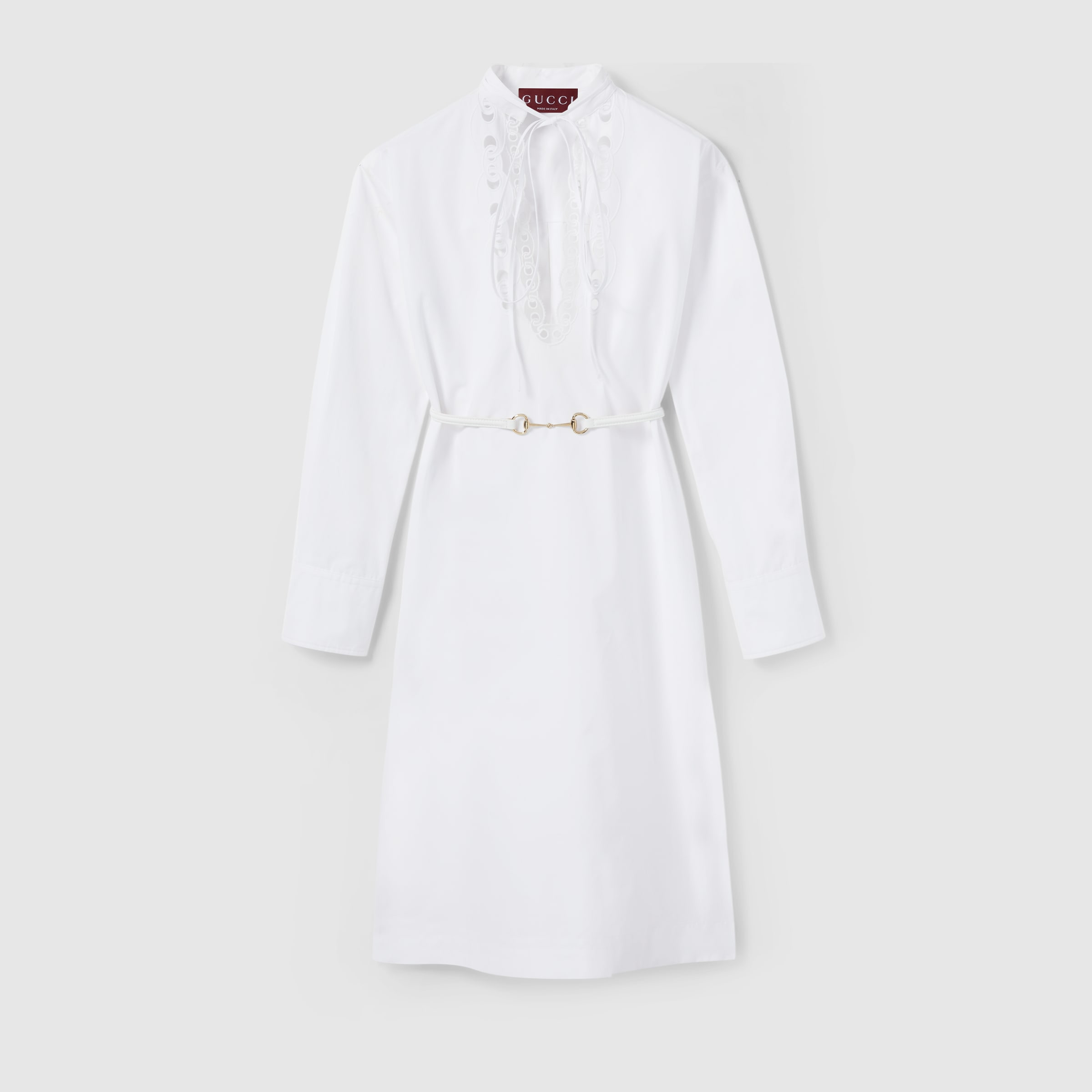 Cotton poplin shirt dress with embroidery - 7