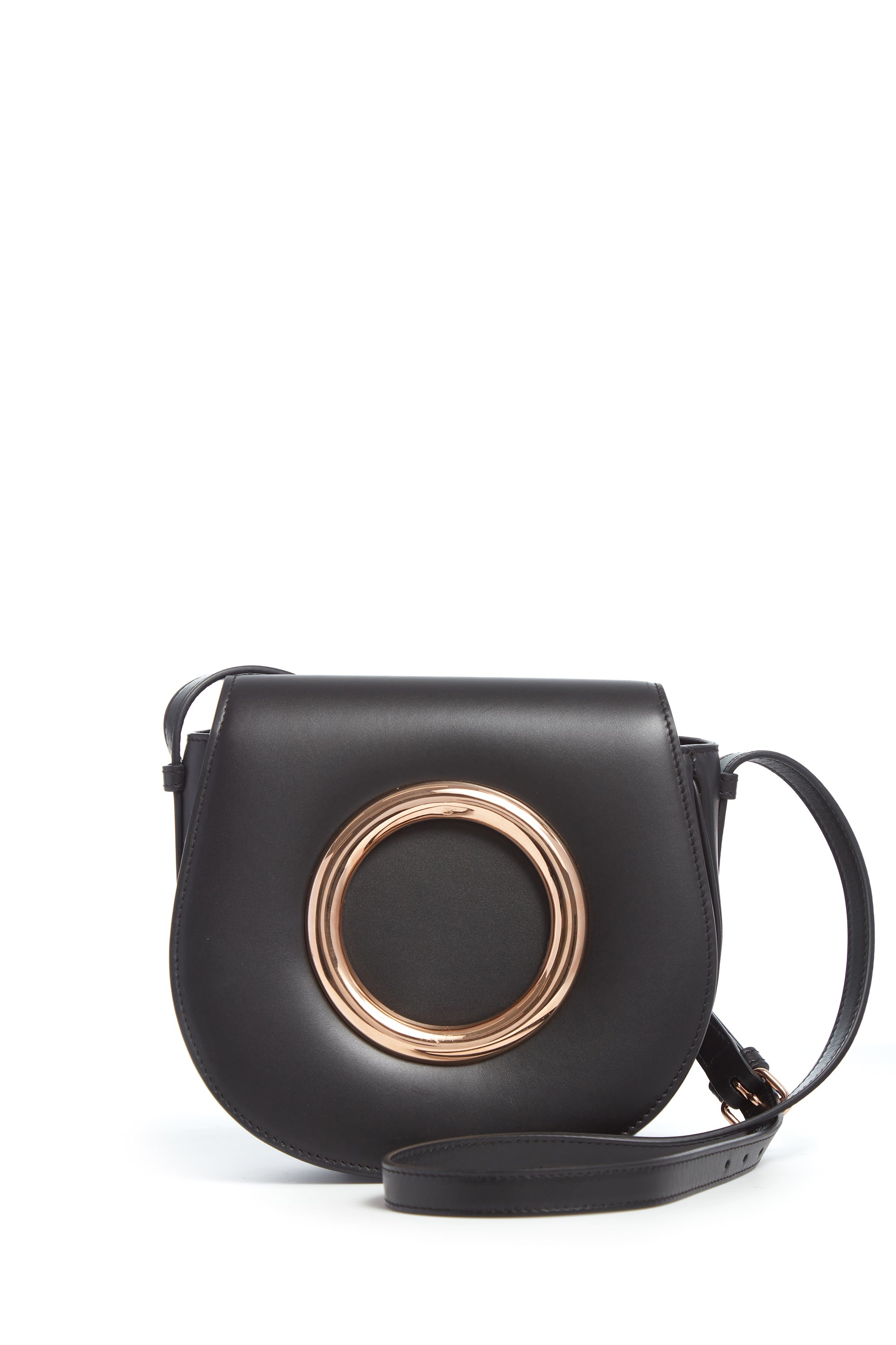 Ring Crossbody Bag in Black Leather - 1