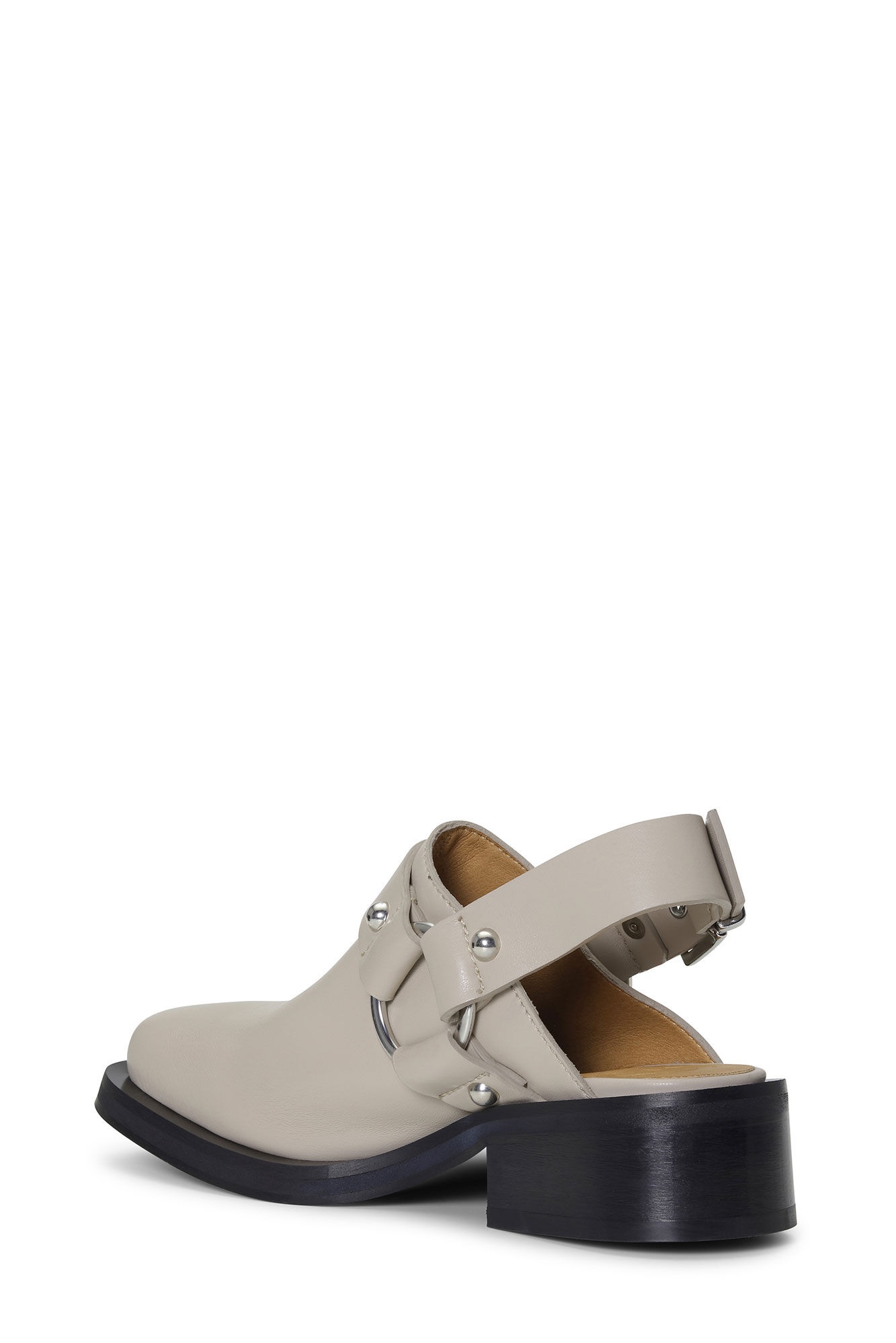 BEIGE SLINGBACK BIKER MULES - 3