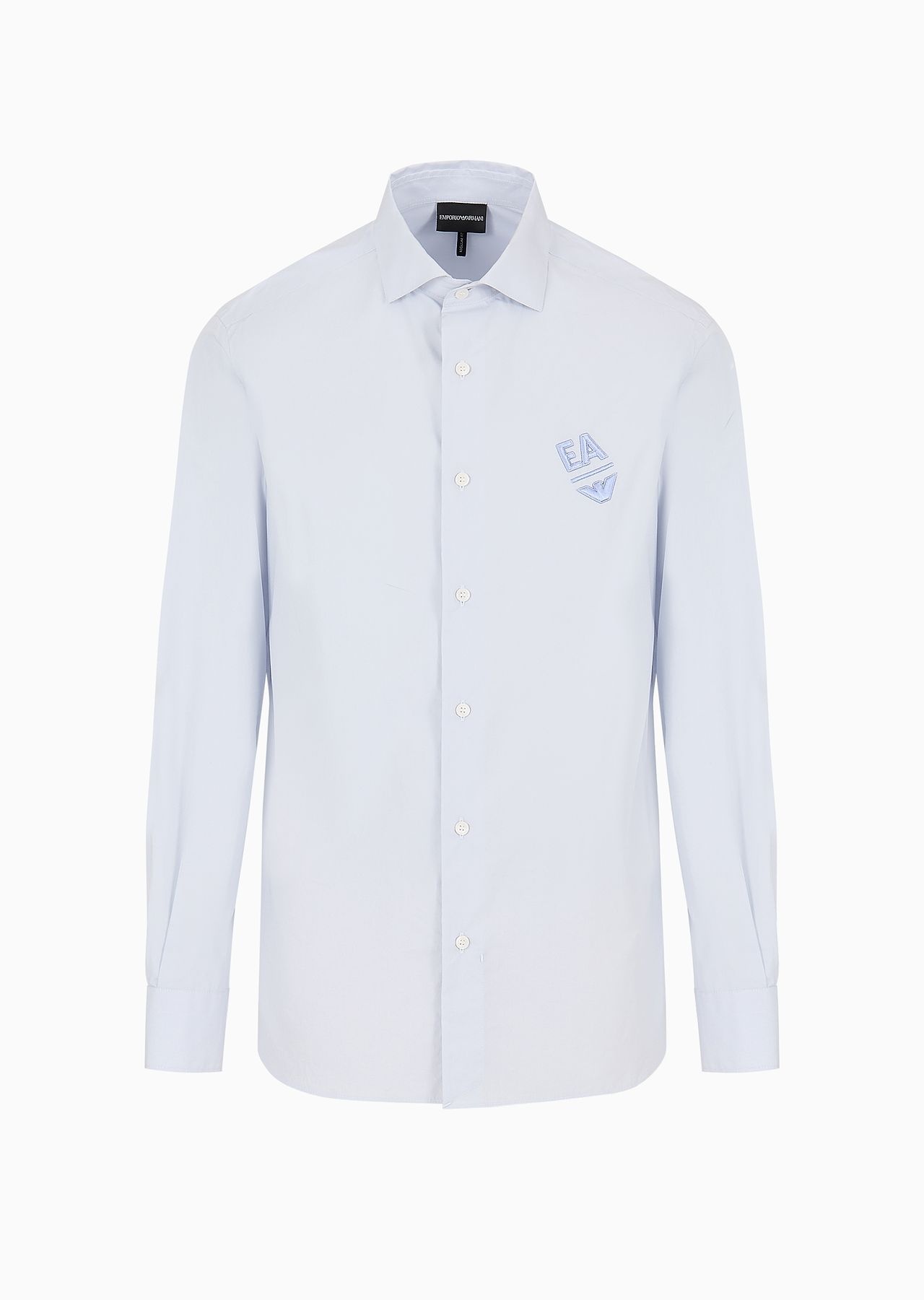 Cotton poplin shirt with embossed EA embroidery - 1