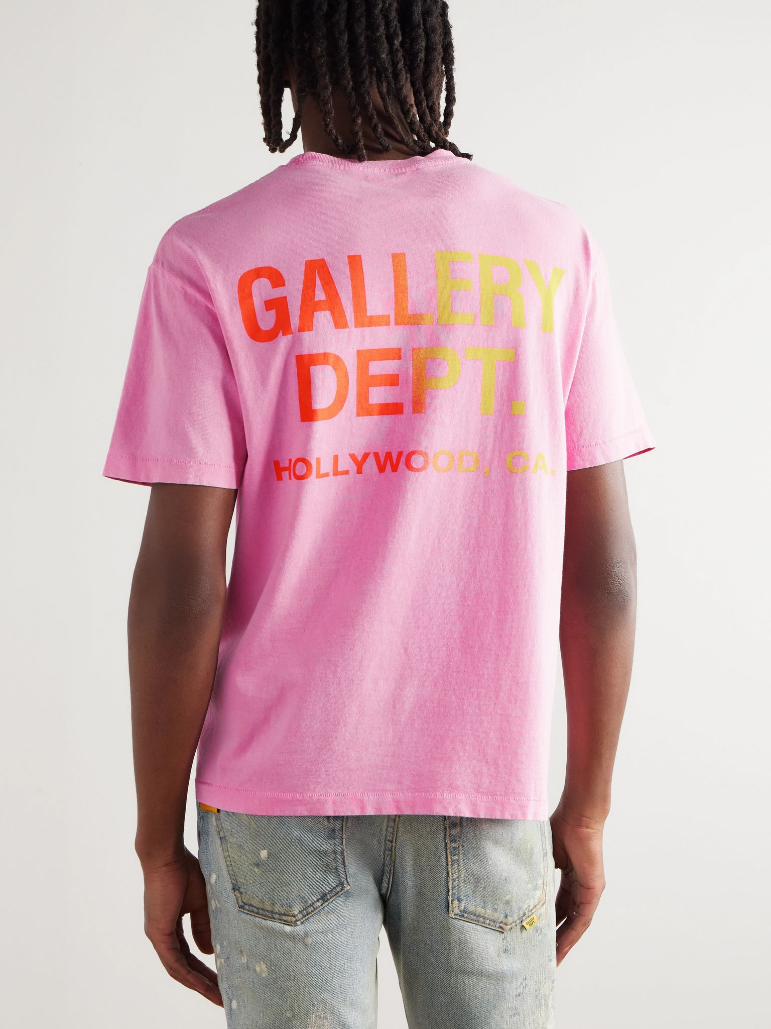 Boardwalk Logo-Print Paint-Splattered Cotton-Jersey T-Shirt Pink - 3