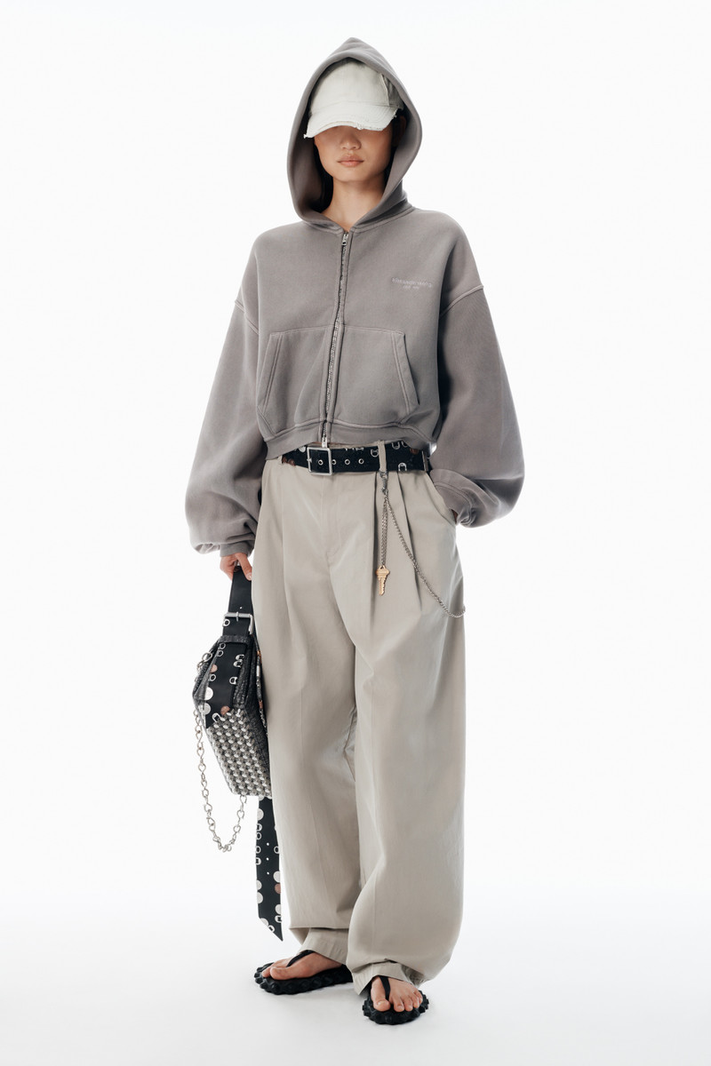 Alexander Wang Grey Oversized Crop Hoodie outlook