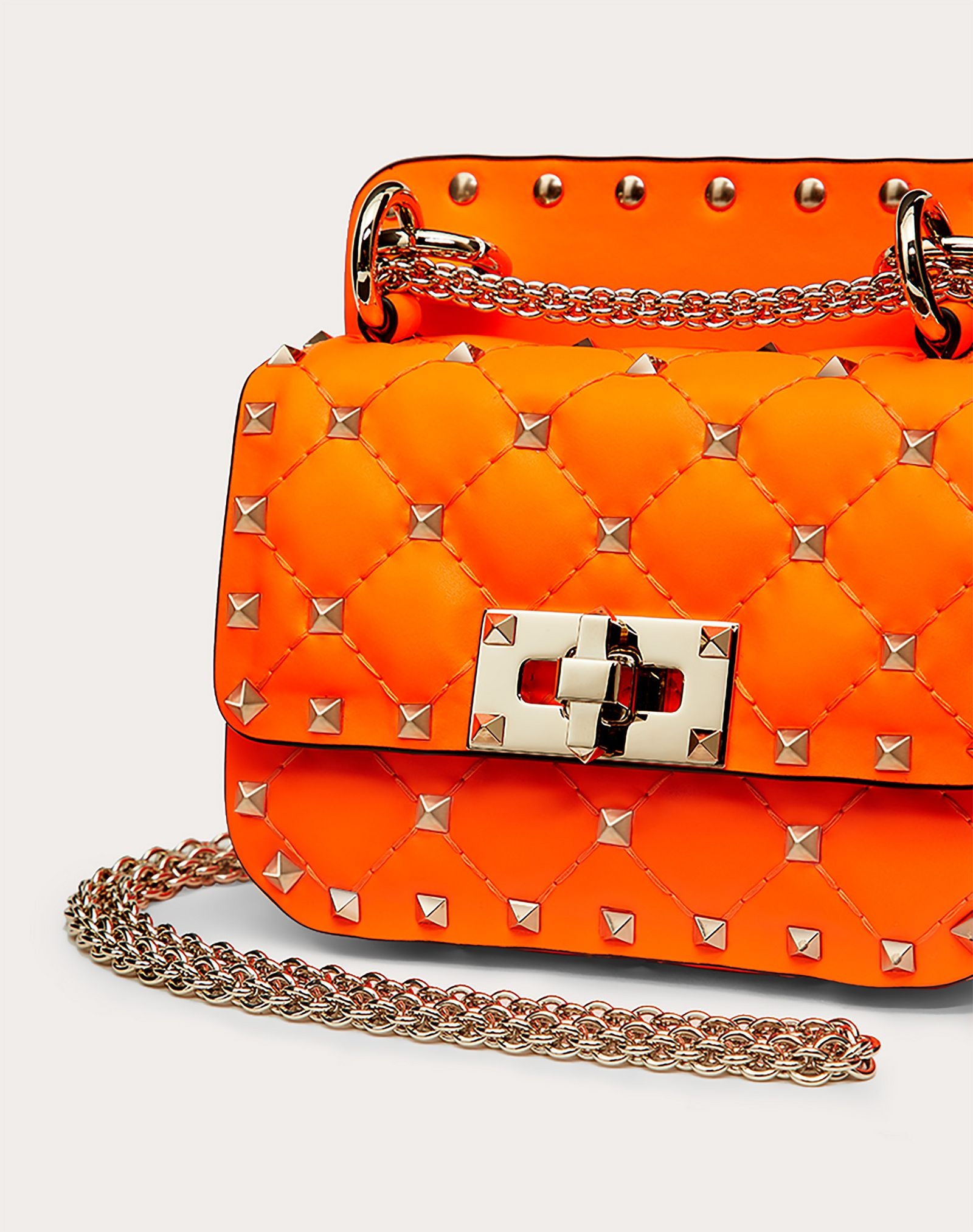 Micro Rockstud Spike fluo calfskin leather bag - 5