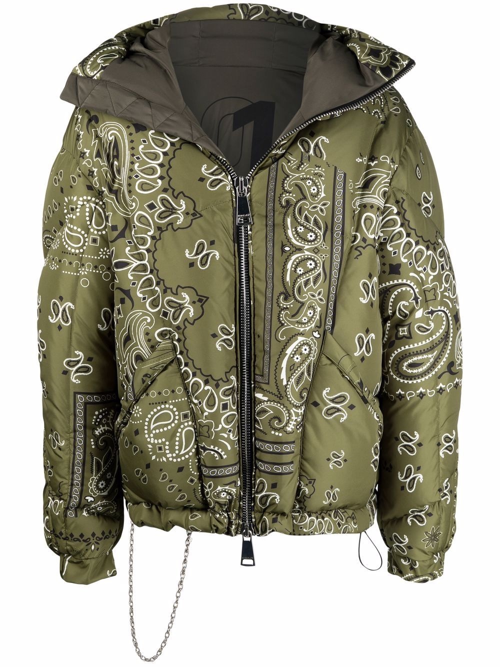 bandana-print hooded puffer jacket - 1