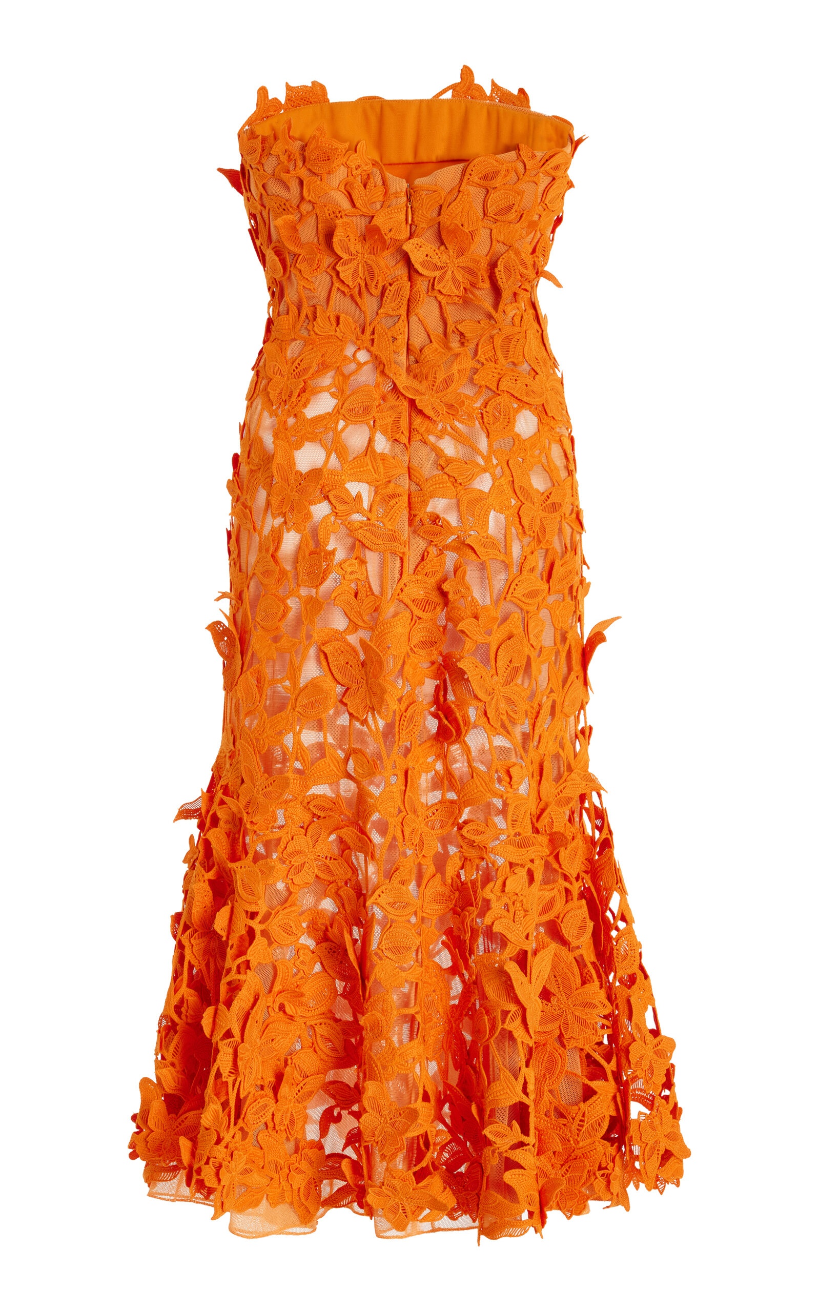 Fleurella Floral Guipure Lace Midi Dress orange - 3