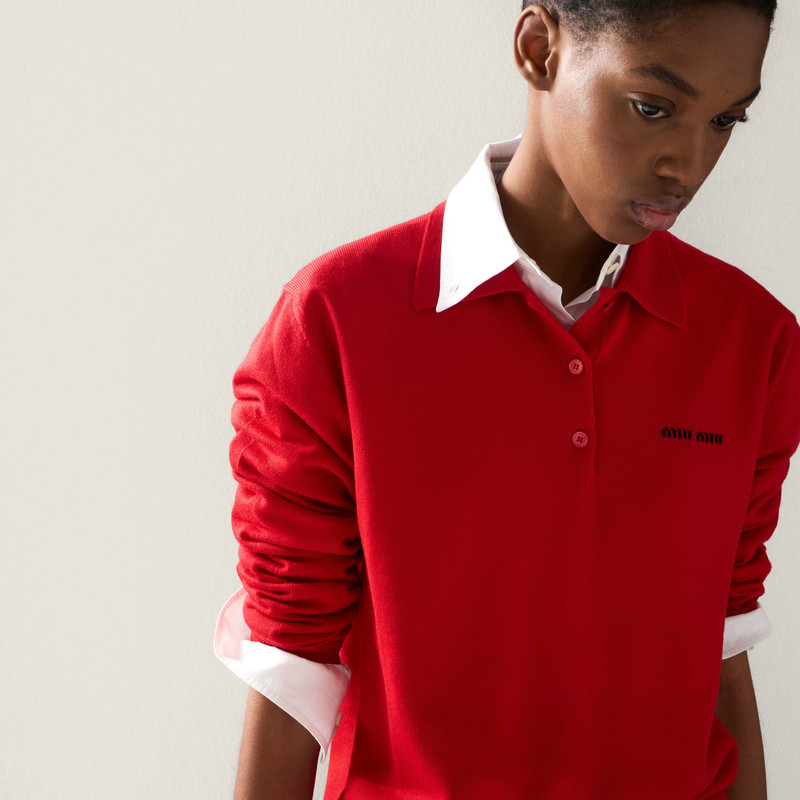 Wool knit polo shirt 4