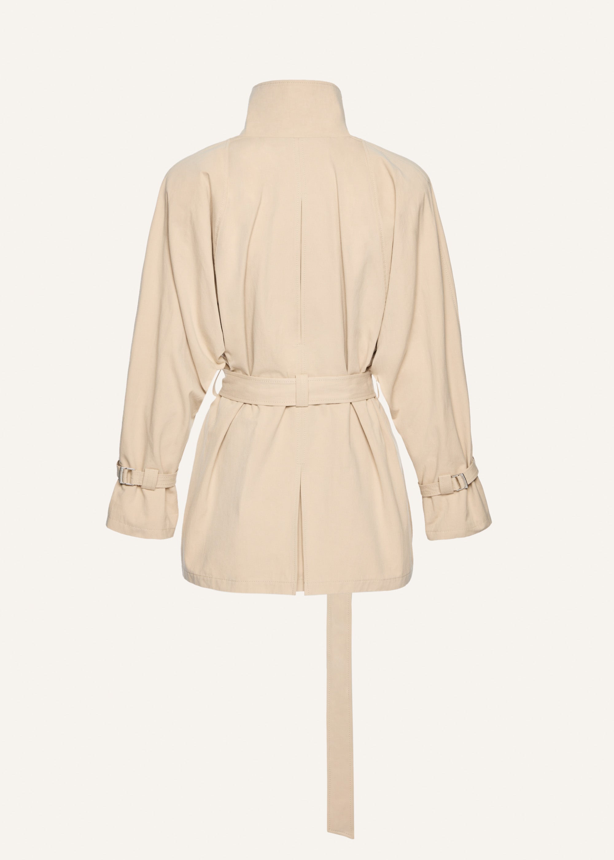 Cotton high collar trench in beige - 2