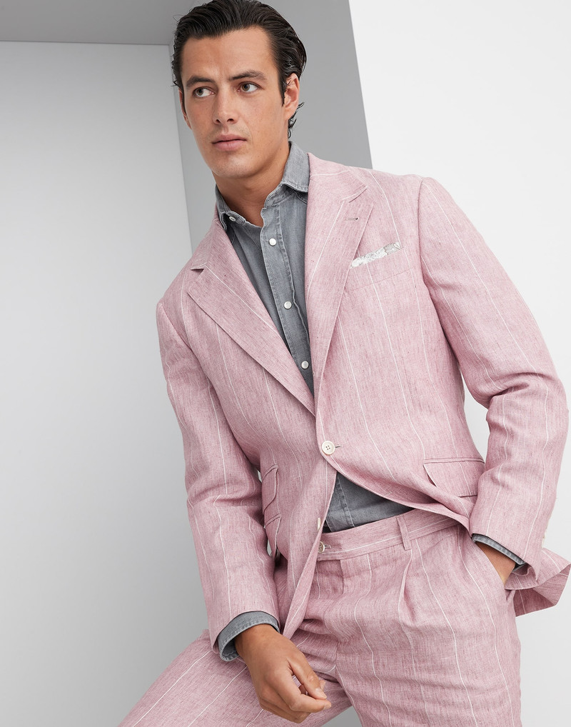 Linen wide chalk stripe deconstructed Cavallo blazer 1