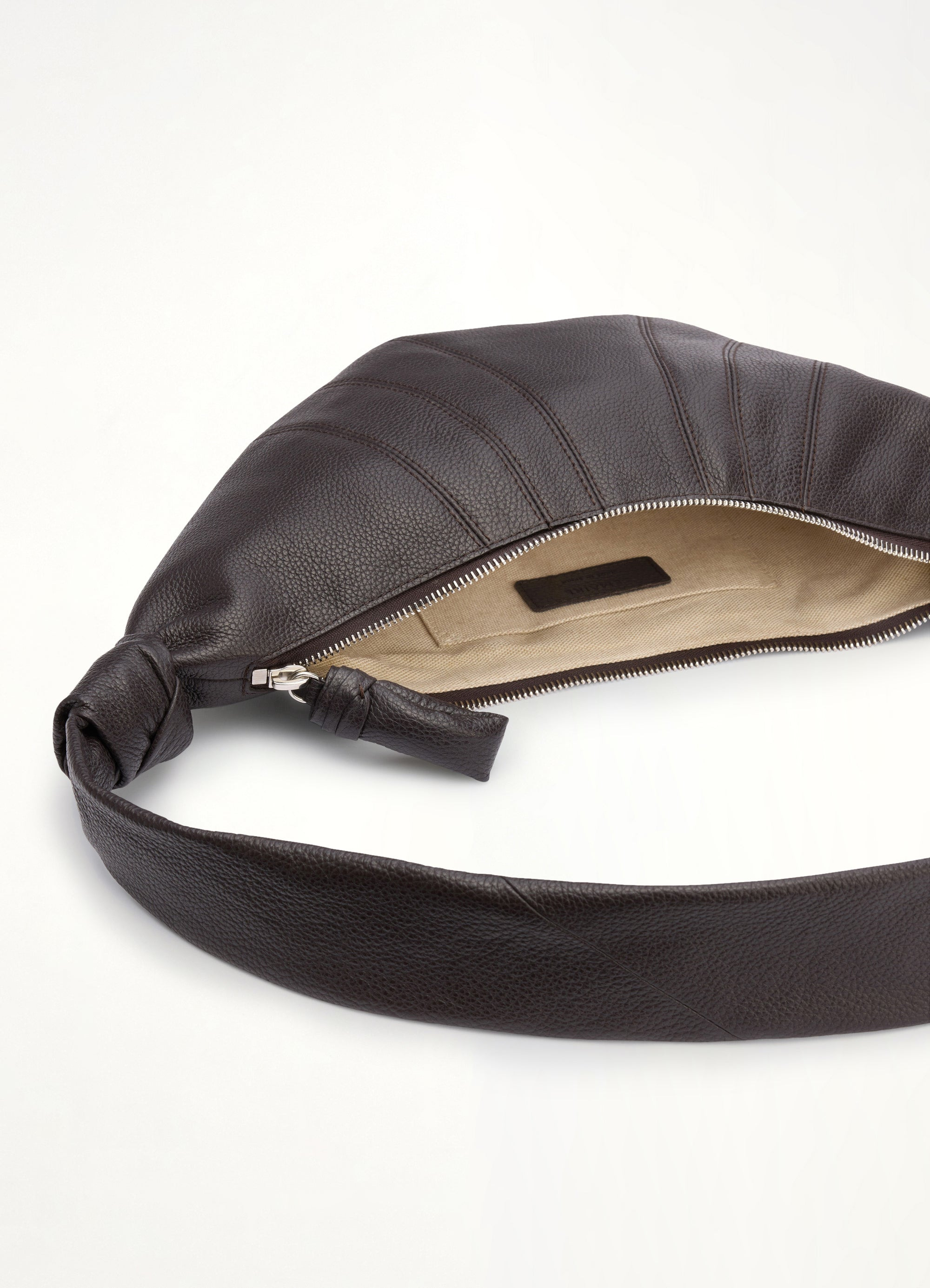 Cowhide Small Croissant Bag in Dark Chocolate - 3