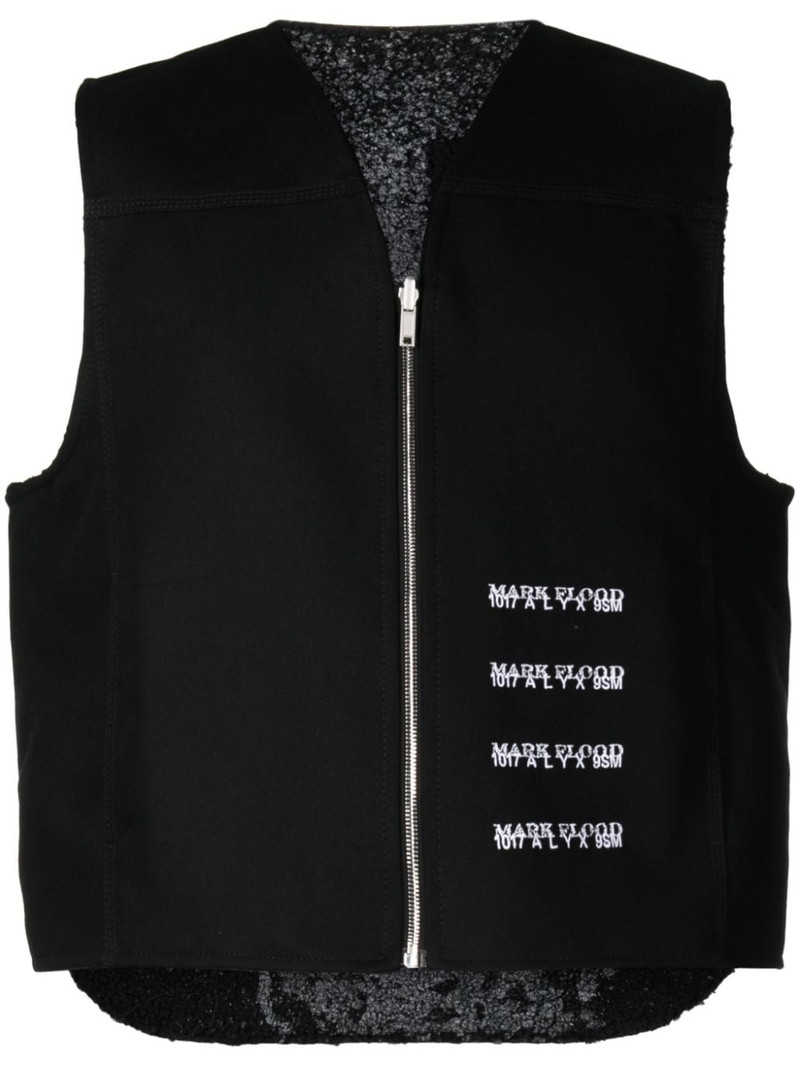 slogan-pattern embroidered vest 1