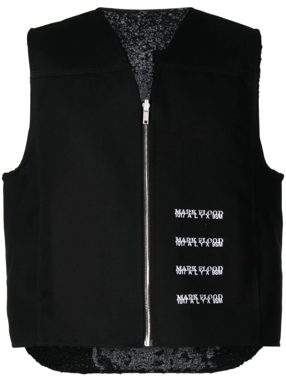 slogan-pattern embroidered vest - 1
